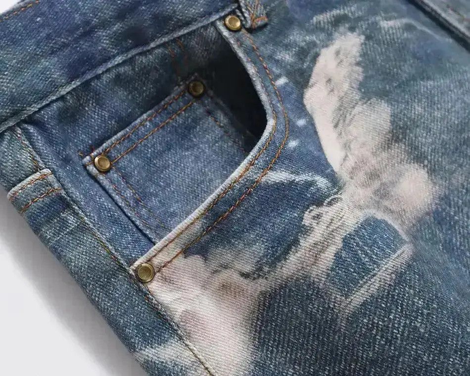 Japanese Brand Y2K Hip Hop Laser Printed Hole Casual Loose Jeans Pants Size US 32 / EU 48 - 4 Thumbnail