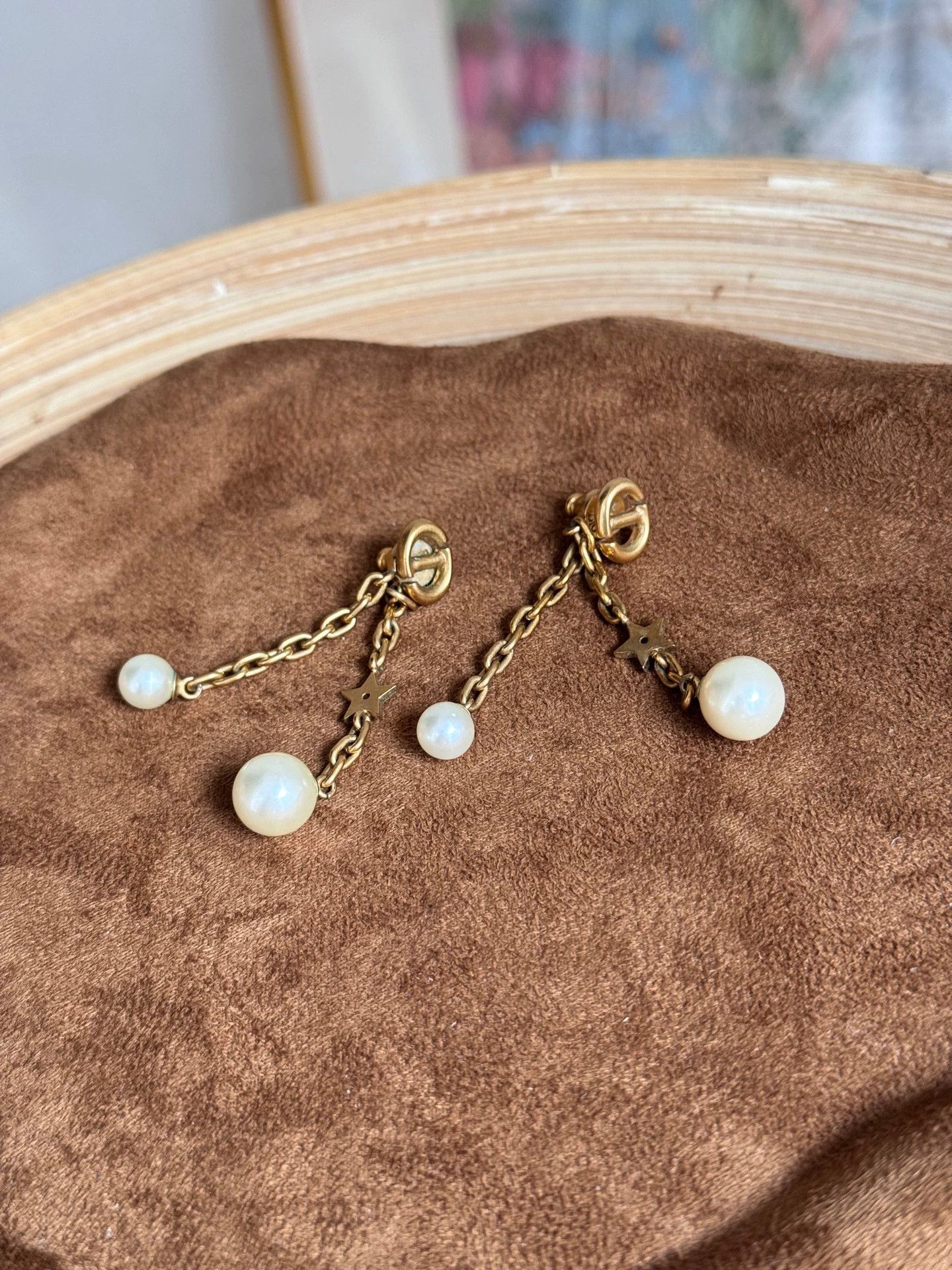 Dior Dior 99 New Classic Pearl Letter Long Stud Earrings Size ONE SIZE - 1 Thumbnail