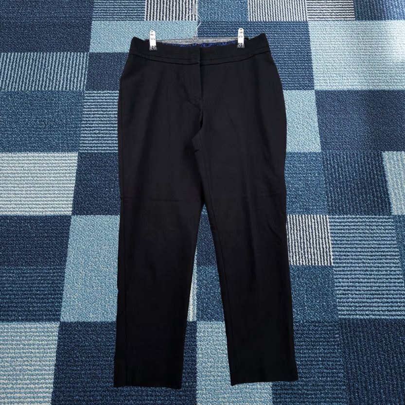 Vintage Peter Nygard Dress Pants Womens 8 Black Mid-Rise Straight Side Slit Flat Slacks Size 30" / US 8 / IT 44 - 1 Thumbnail