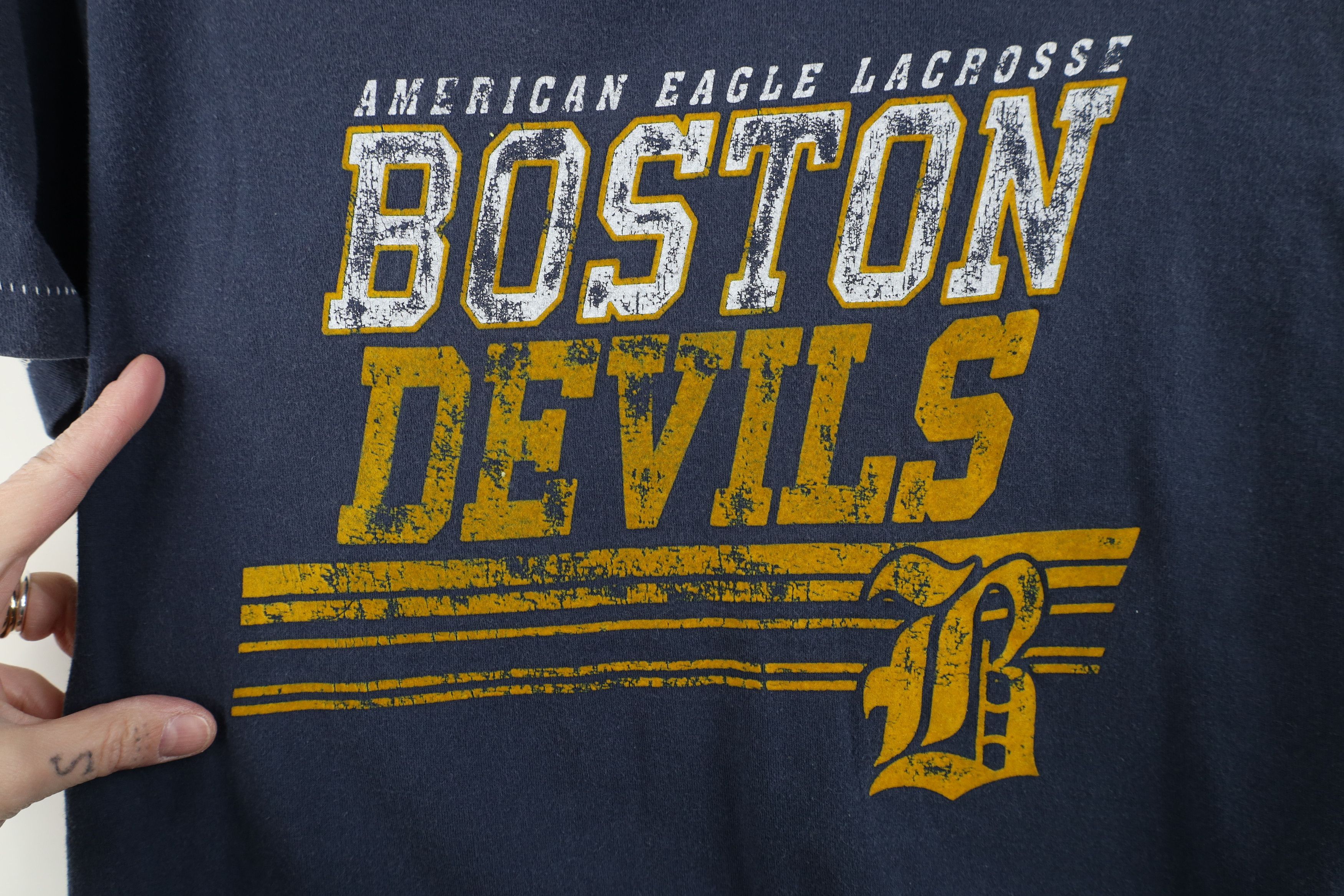 American Eagle Outfitters Vintage 90s Y2K American Eagle Devils Lacrosse T-Shirt Blue Size US M / EU 48-50 / 2 - 4 Thumbnail