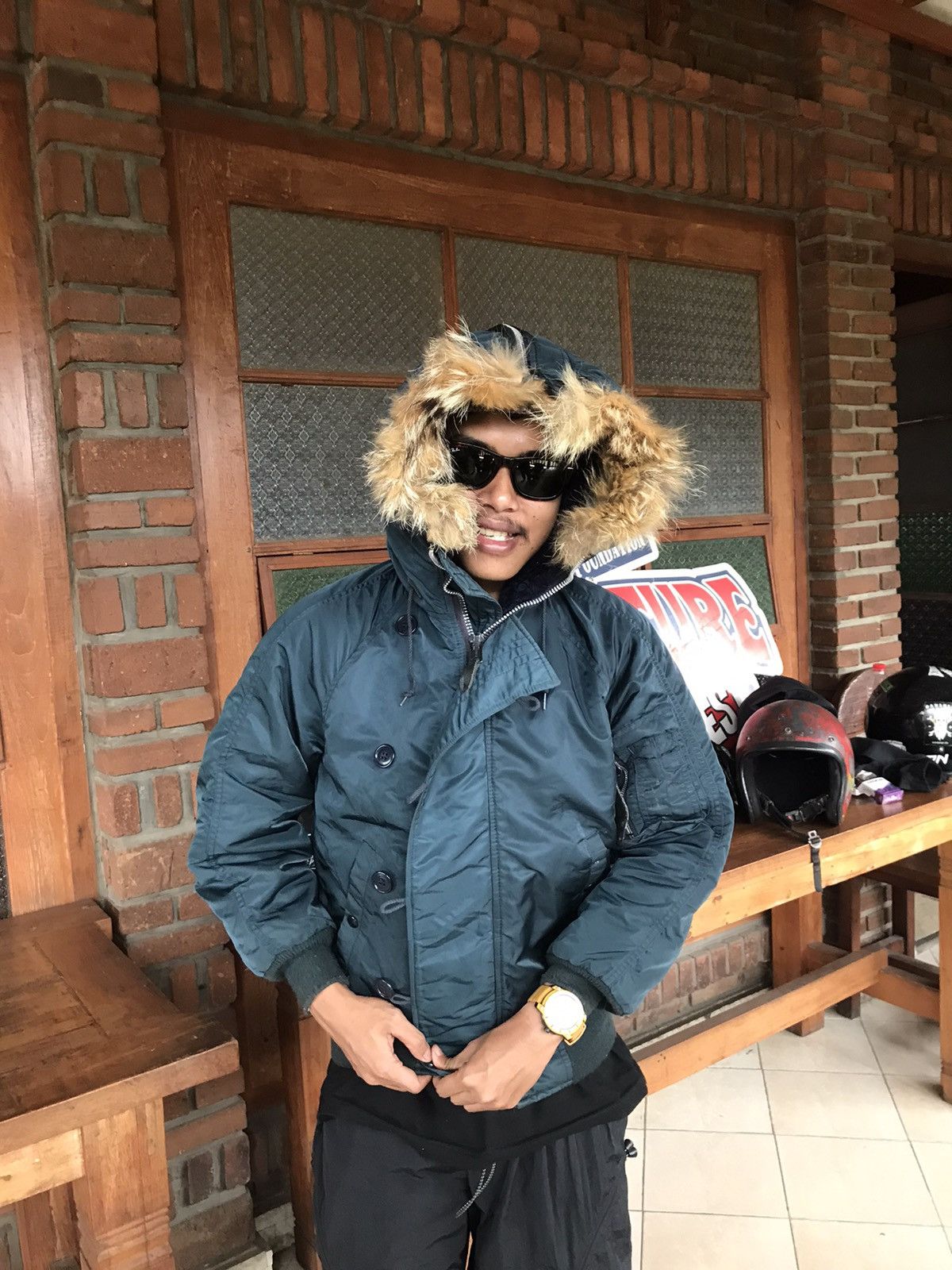 Alpha Industries × Vintage Alpha Industries N2b Faux Fur Attached Hood Bomber Jacket Size US M / EU 48-50 / 2 - 2 Thumbnail
