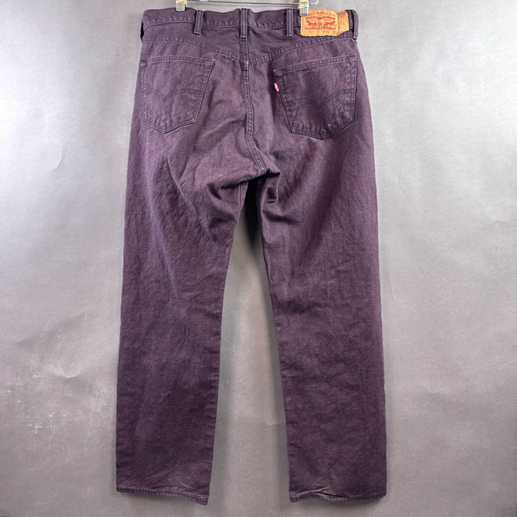 Levi's Levis 501 Jeans Mens 36x30 Burgundy Button Fly Dark Denim Pants Work Tag38x32 Size US 38 / EU 54 - 3 Thumbnail