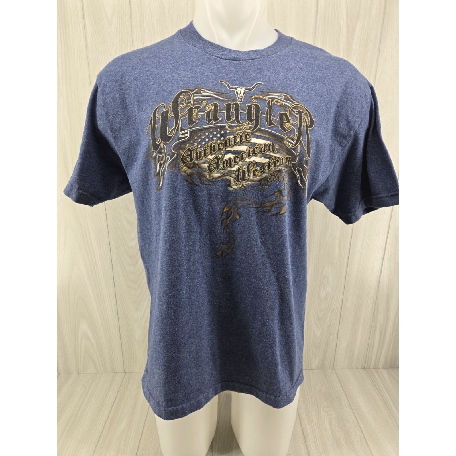 Wrangler Wrangler Shirt Mens Large Blue Short Sleeve American Flag Crew T Shirt Tee Size US L / EU 52-54 / 3 - 2 Thumbnail