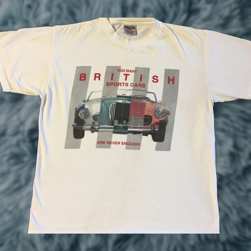 Vintage Vtg 90s Never Enough British Sports Cars Faded Distress Shirt S White Men's T-Shirt Vintage 90s Grunge Cars Racing Styles Size US S / EU 44-46 / 1 - 1 Thumbnail