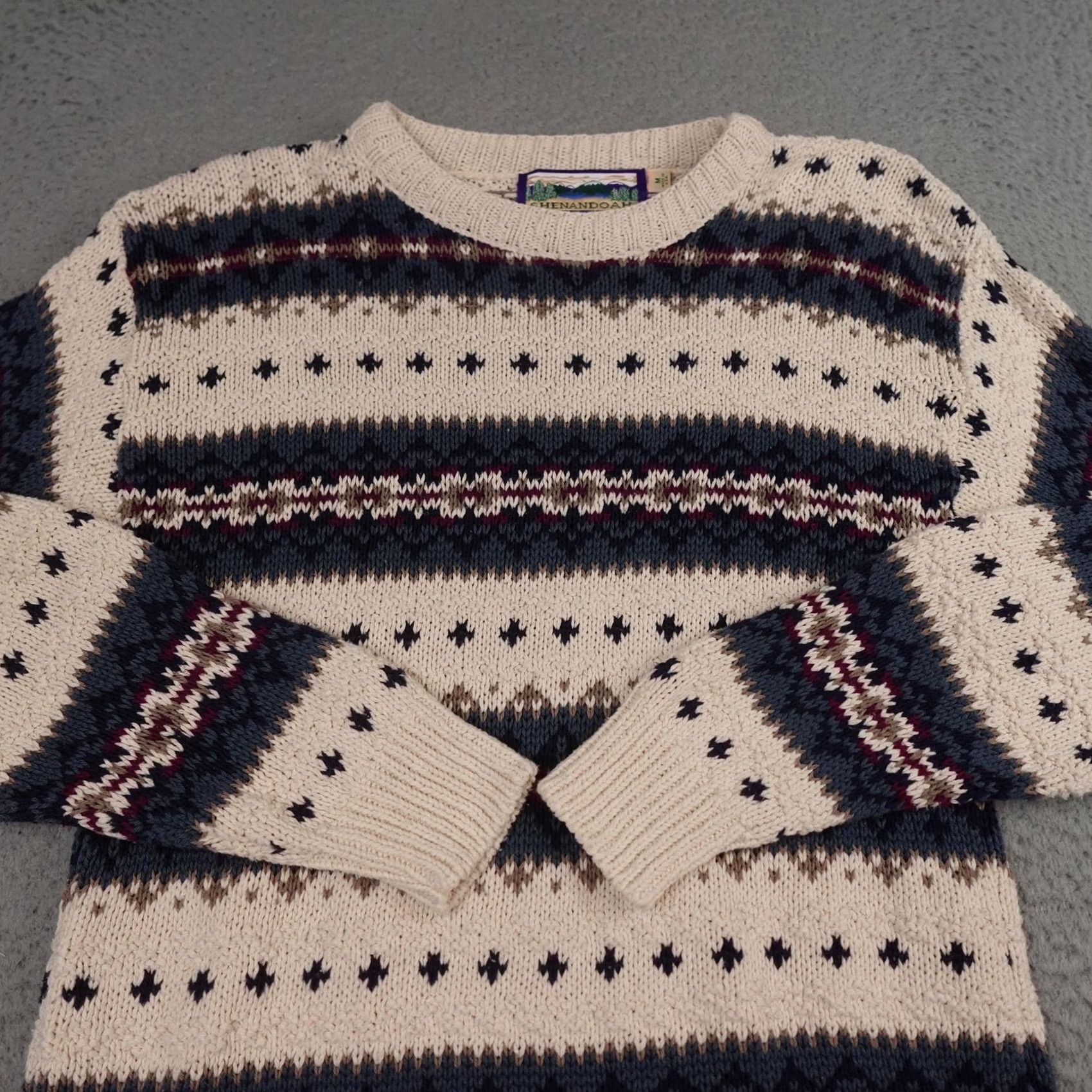 Vintage VINTAGE Shenandoah Sweater Mens M Beige Cream Fair Isle Knit Made USA 90s Size US M / EU 48-50 / 2 - 4 Thumbnail