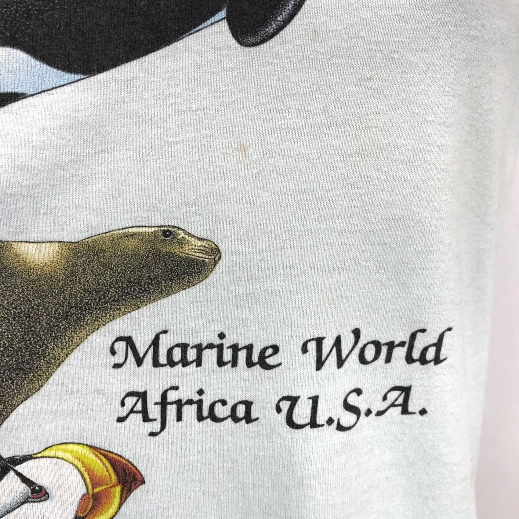 Vintage VINTAGE Marine World Africa U.S.A. T-Shirt Women M Light Blue Animal Graphic 80s Tee Size M / US 6-8 / IT 42-44 - 4 Thumbnail