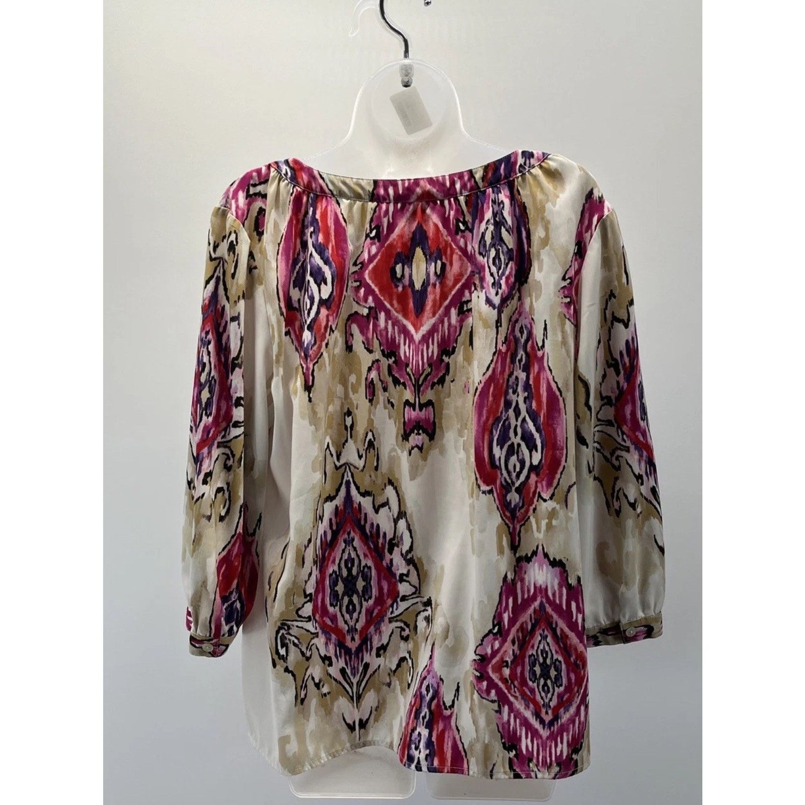 Chicos Chico’s Blouse Women's Size 2 Large Pink Cream Paisley Size L / US 10 / IT 46 - 4 Thumbnail
