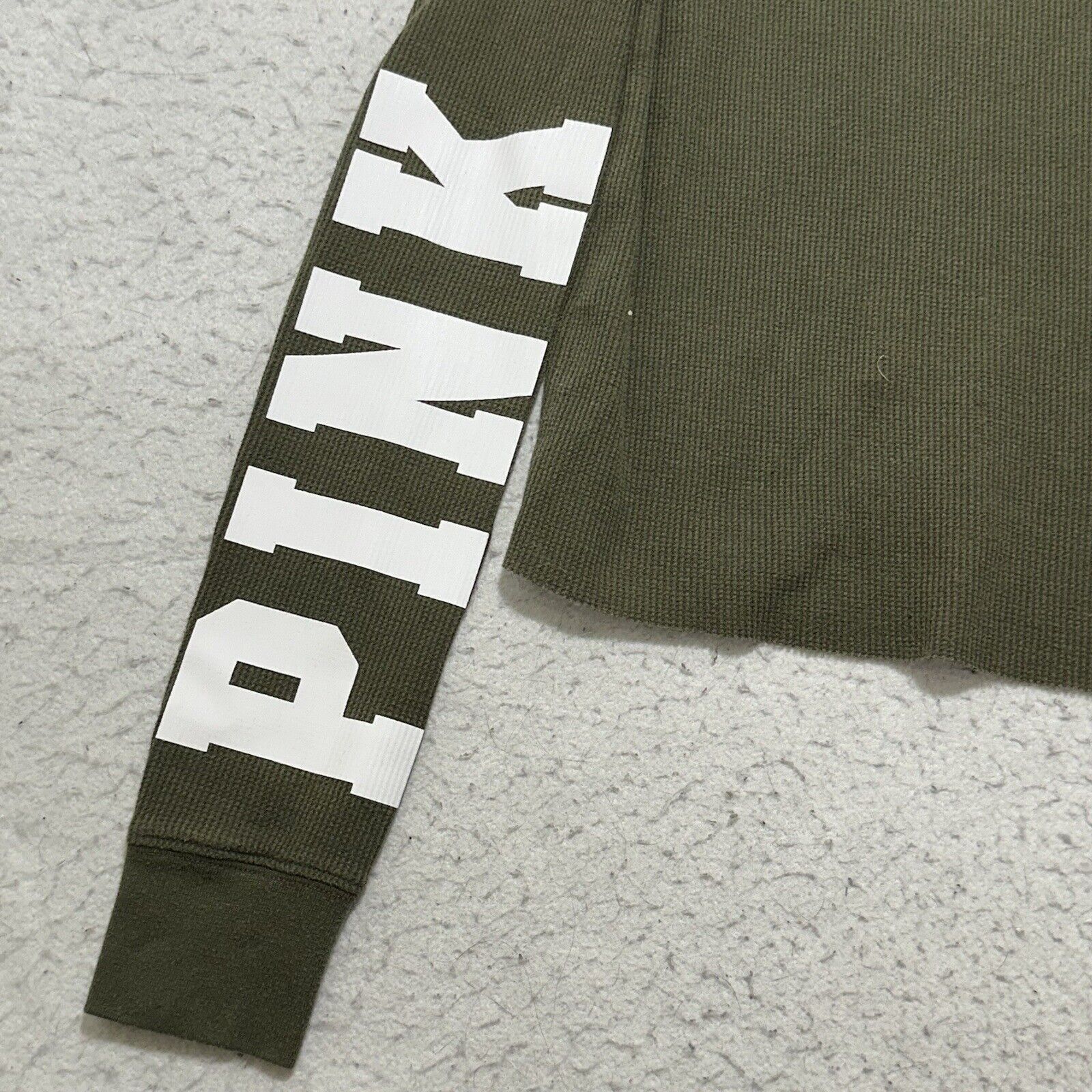 Victoria's Secret PINK Victoria's Secret XS Green Waffle Knit Cropped T Shirt Size XS / US 0-2 / IT 36-38 - 6 Thumbnail