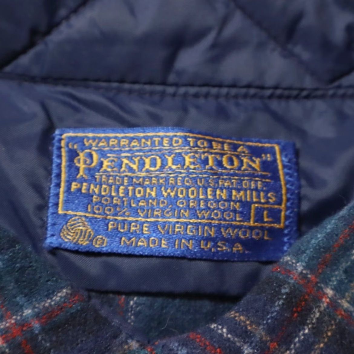 Pendleton VINTAGE Pendleton Shirt Navy Wool Plaid Button Up Men L Size US L / EU 52-54 / 3 - 5 Thumbnail