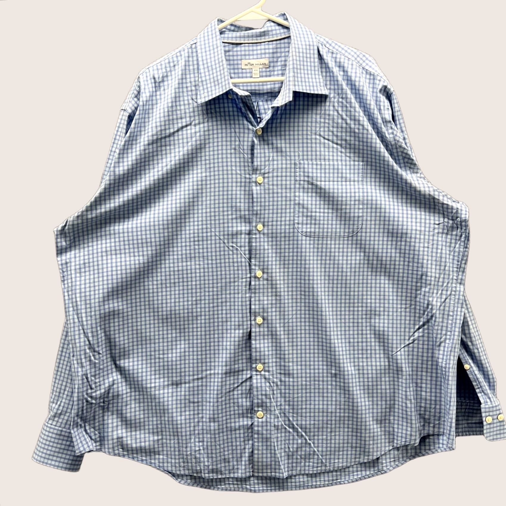 Peter Millar Peter Millar Shirt Mens 2XL Blue Check Long Sleeve Button Front Casual Woven Size US XXL / EU 58 / 5 - 1 Thumbnail