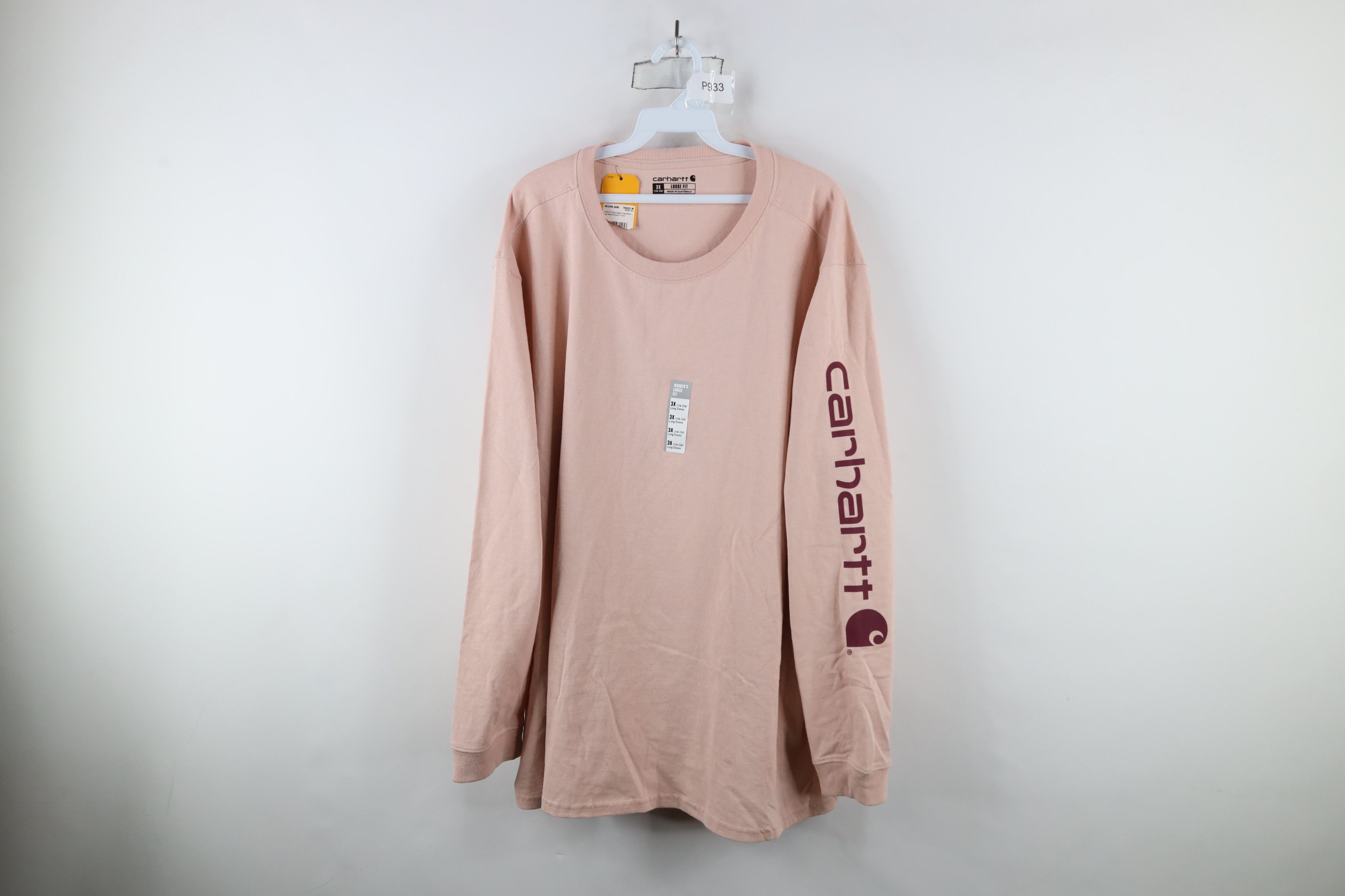 Carhartt × Vintage New Carhartt Fit Spell Out Long Sleeve T-Shirt Pink Cotton Size 3XL / US 20-22 - 1 Thumbnail