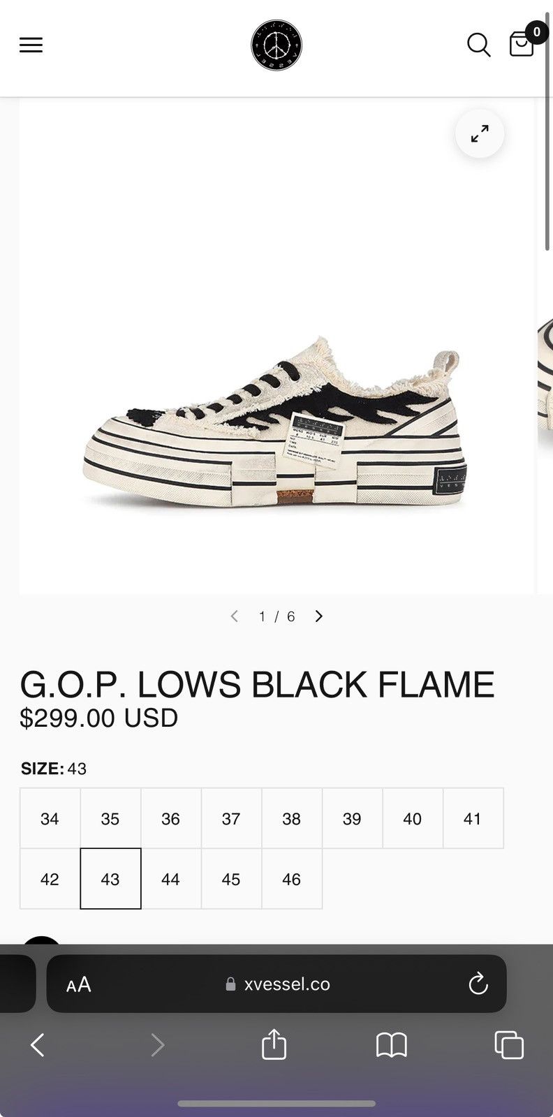 xVESSEL G.O.P. LOWS BLACK FLAME Size US 9.5 / EU 42-43 - 6 Thumbnail