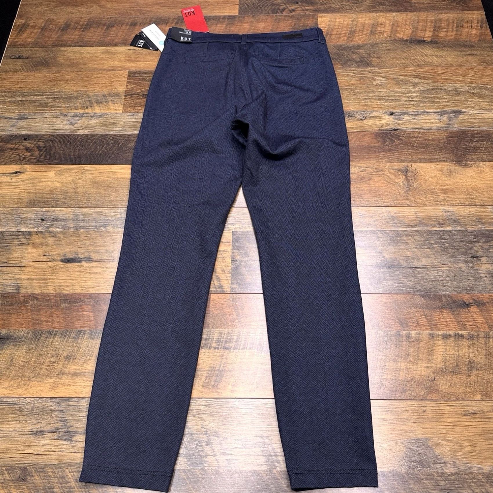 Vintage KUT from the Kloth High Rise Fab AB Trouser Skinny Pants Womens 8 Herringbone Blue PFL Stretch Chino Tailored Slim Vintage: No (adjusted by rules) Size 30" / US 8 / IT 44 - 3 Thumbnail