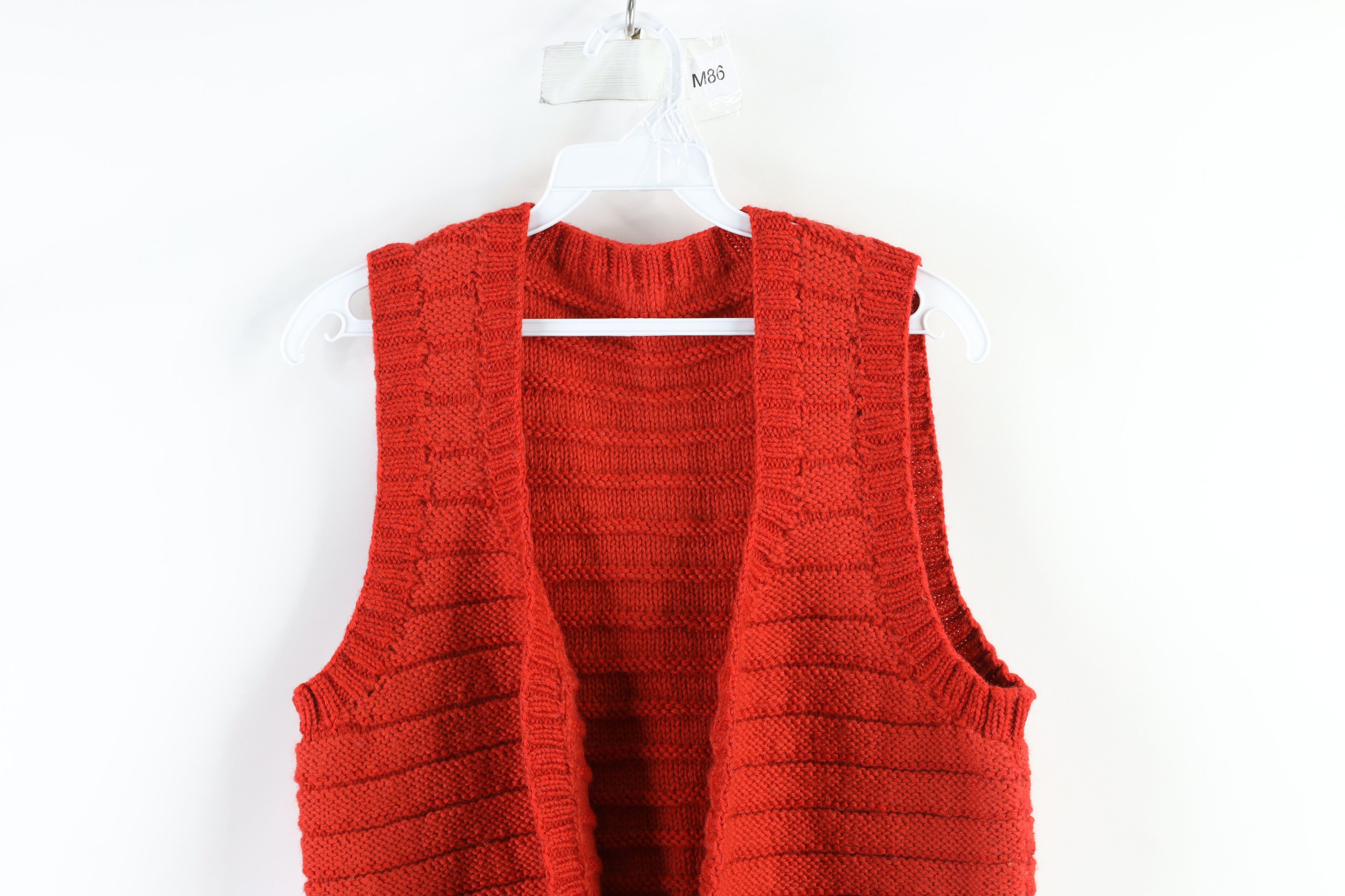 Vintage 50s 60s Rockabilly Open Front Sweater Vest Orange