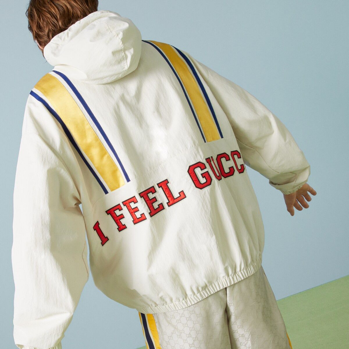 Gucci L Gucci Nylon Zip Jacket Windbreaker I Feel White Yellow Size US L / EU 52-54 / 3 - 3 Thumbnail