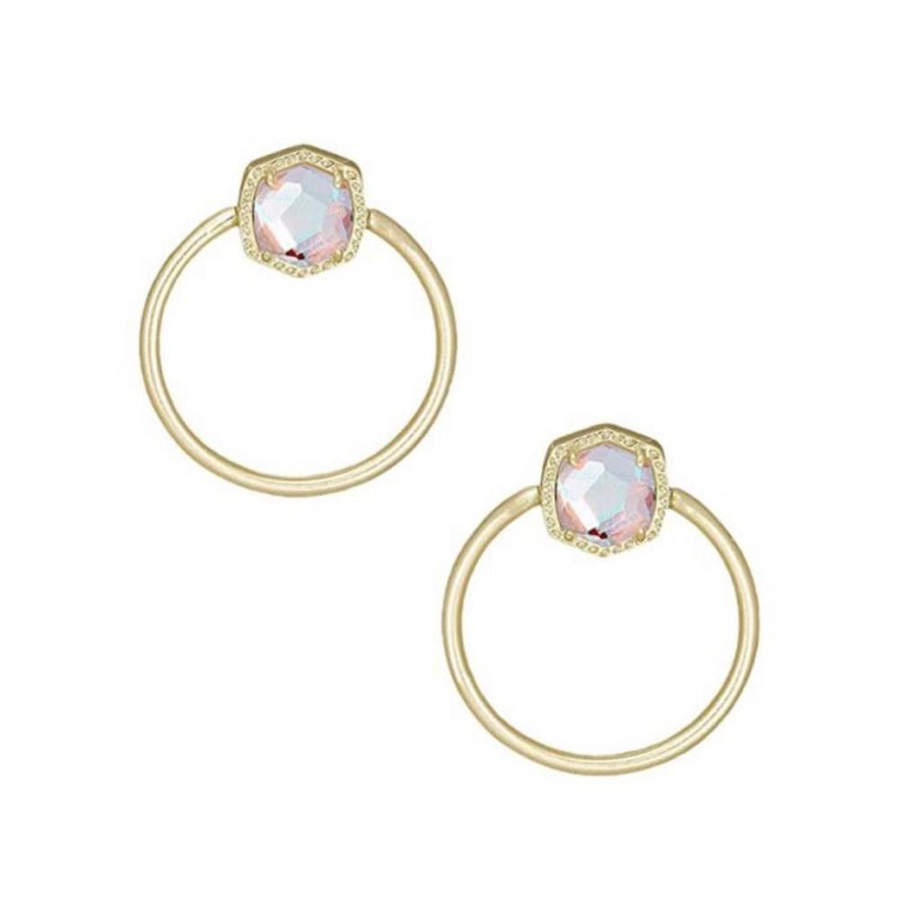 Kendra Scott Kendra Scott Davie Gold Tone Hoop Earrings Dichroic Glass Size ONE SIZE - 2 Thumbnail