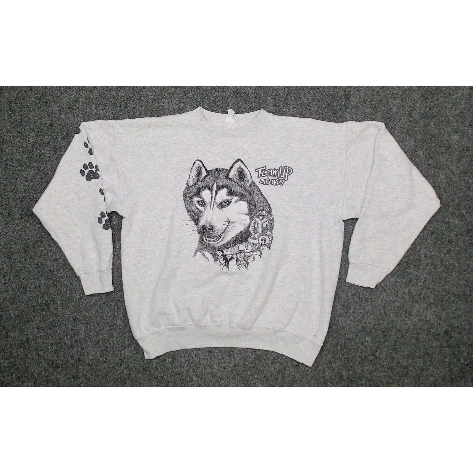 Vintage Vintage 90s Thrashed Boxy Husky Sled Dog Sweatshirt Size US XL / EU 56 / 4 - 3 Thumbnail