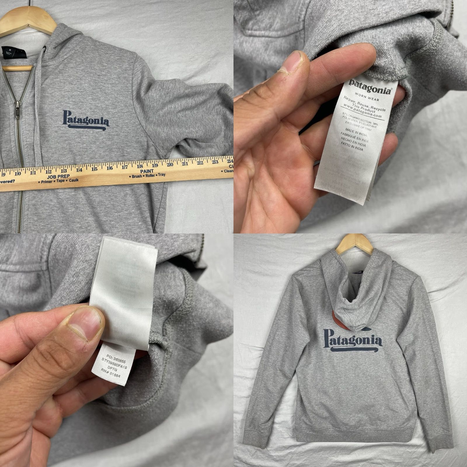 Patagonia Patagonia Hoodie Womens Medium Gray Full Zip Organic Cotton Surf 90s Outdoor Classic Logo Pocket Regular Wooly? Size M / US 6-8 / IT 42-44 - 8 Thumbnail