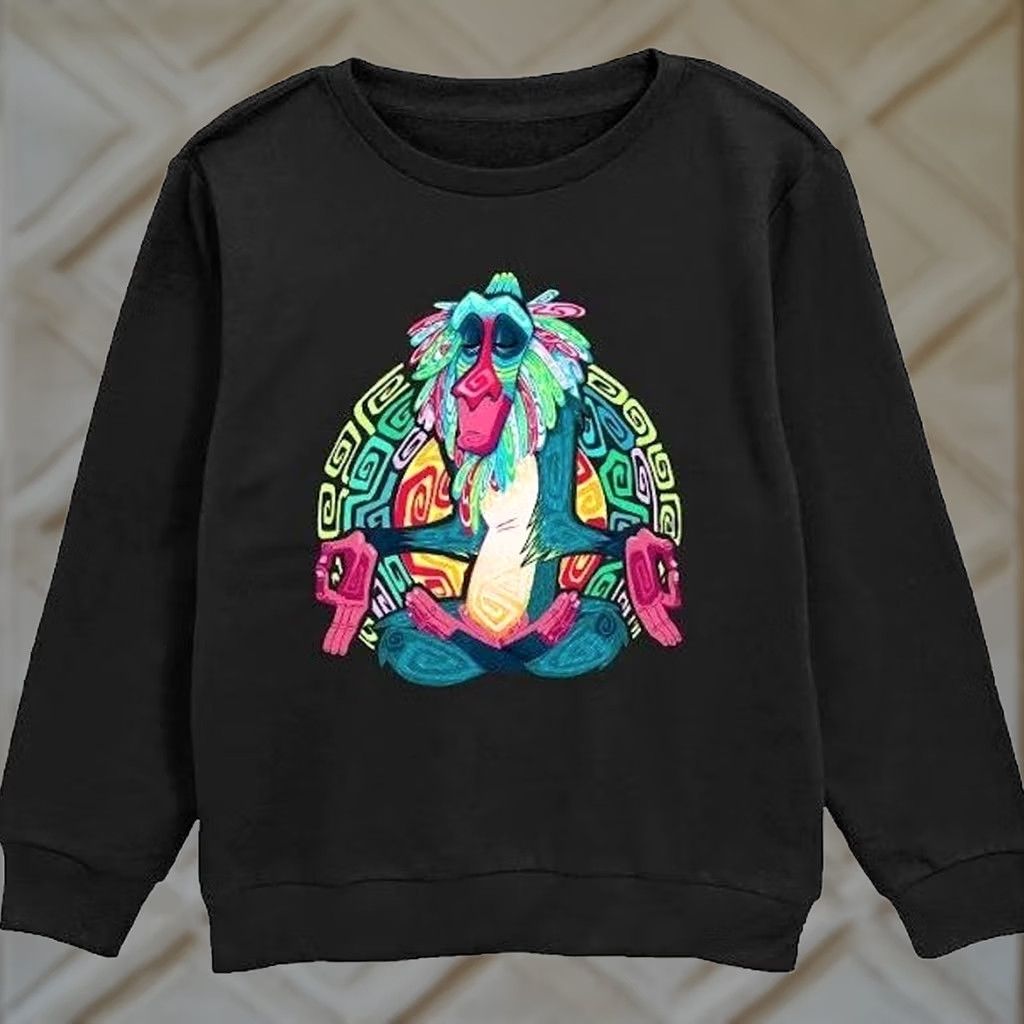 Disney VINTAGE Disney Lion King Rafiki Meditation Sweatshirt Black Graphic Crewneck Pullover XS Womens Size XS / US 0-2 / IT 36-38 - 1 Thumbnail