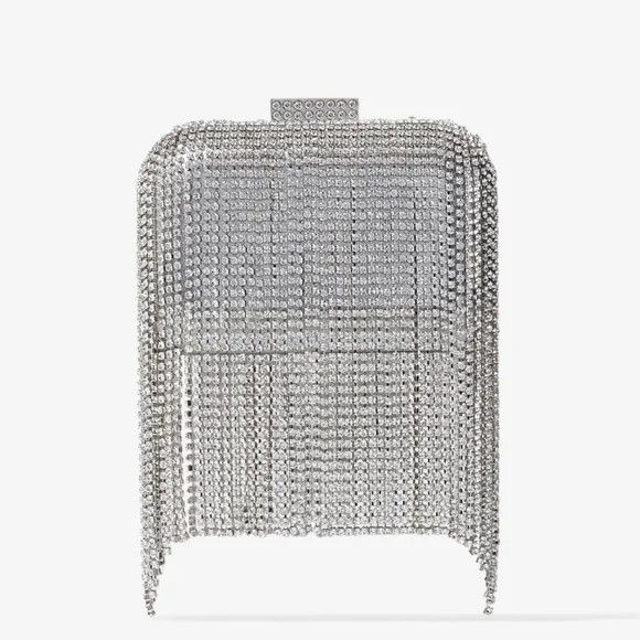 Jimmy Choo Jimmy Choo Micro Cloud Silver Crystal Mini Bag with Fringe Size ONE SIZE - 1 Thumbnail