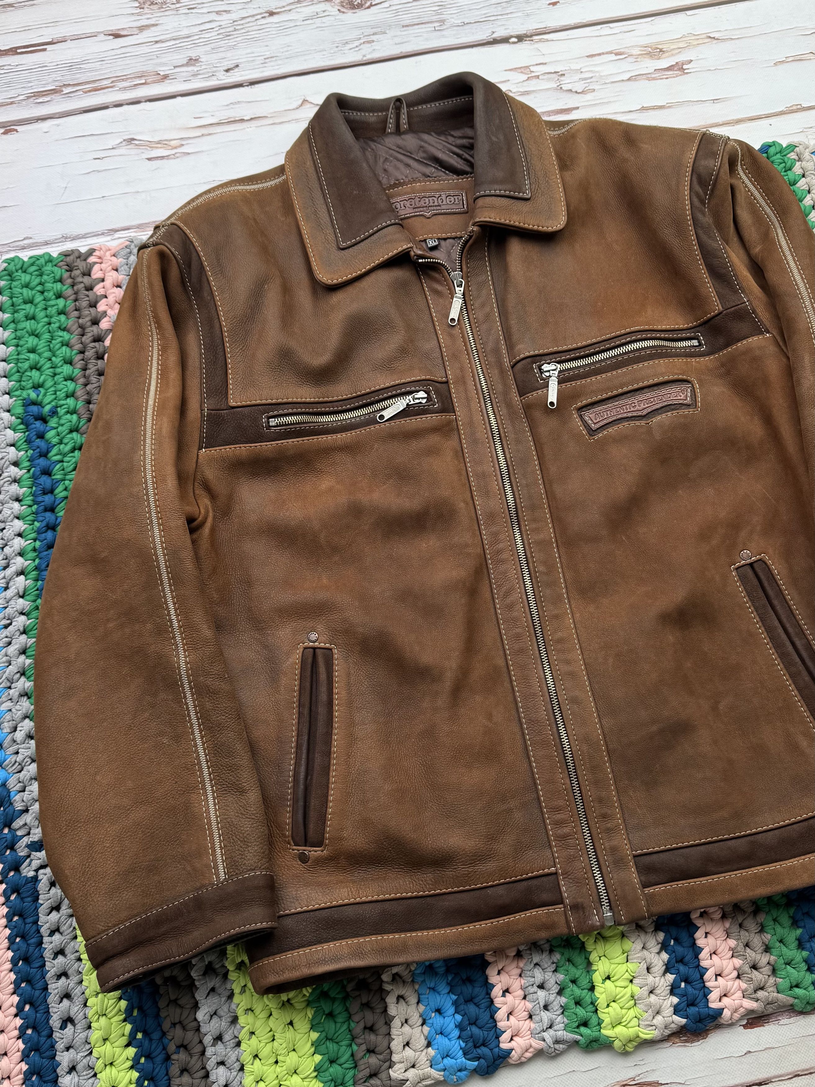 Japanese Brand Vintage Heavy Leather Bomber Jacket (ET1)(D15) Size US XL / EU 56 / 4 - 2 Thumbnail