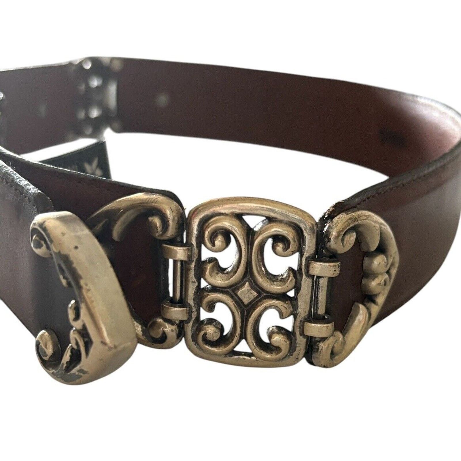 Brighton Brighton Art Nouveau Belt brown Leather Silver Swirl Sz S Size ONE SIZE - 9 Thumbnail