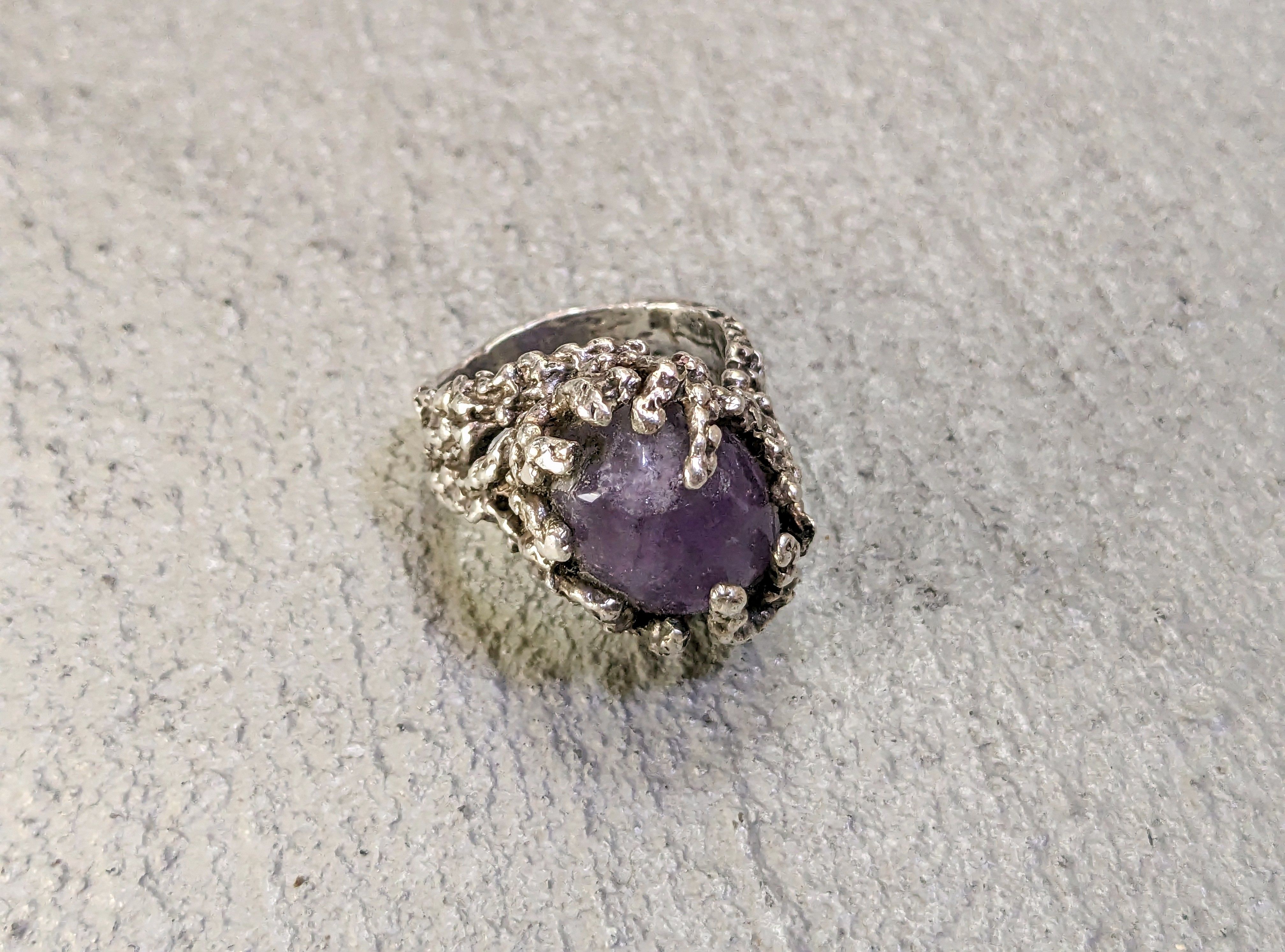 Pre-owned Avant Garde X Jewelry Sterling Silver Ring Purple Amethyst 10 Brutalist Modern In Purple/silver
