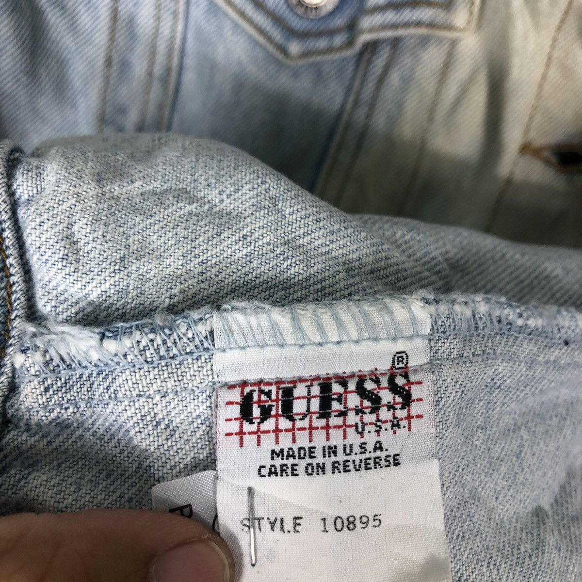 Guess 🔥90’s Cropped Biker Trucker Denim Jacket Guess USA AcidWash Size US L / EU 52-54 / 3 - 14 Thumbnail