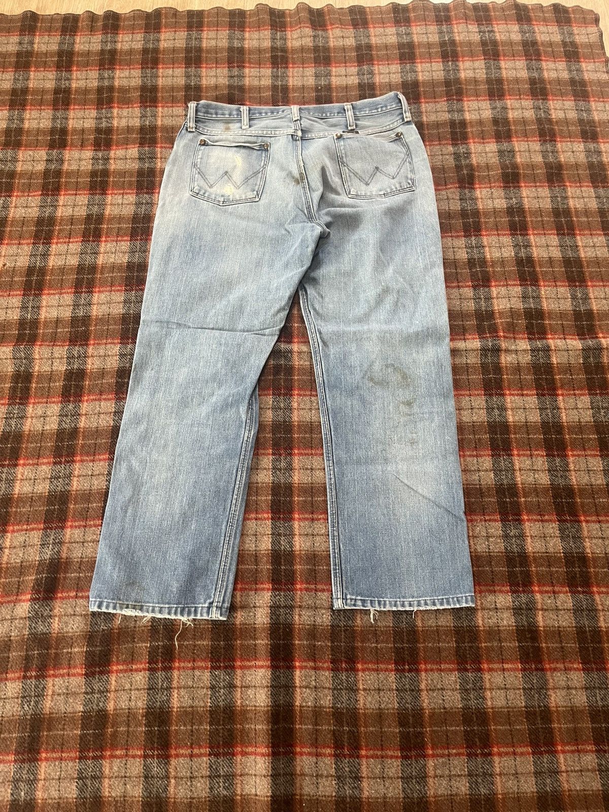 Wrangler Vintage 80’s made in USA Wrangler Boot Thrashed denim Jeans Size US 35 - 8 Thumbnail