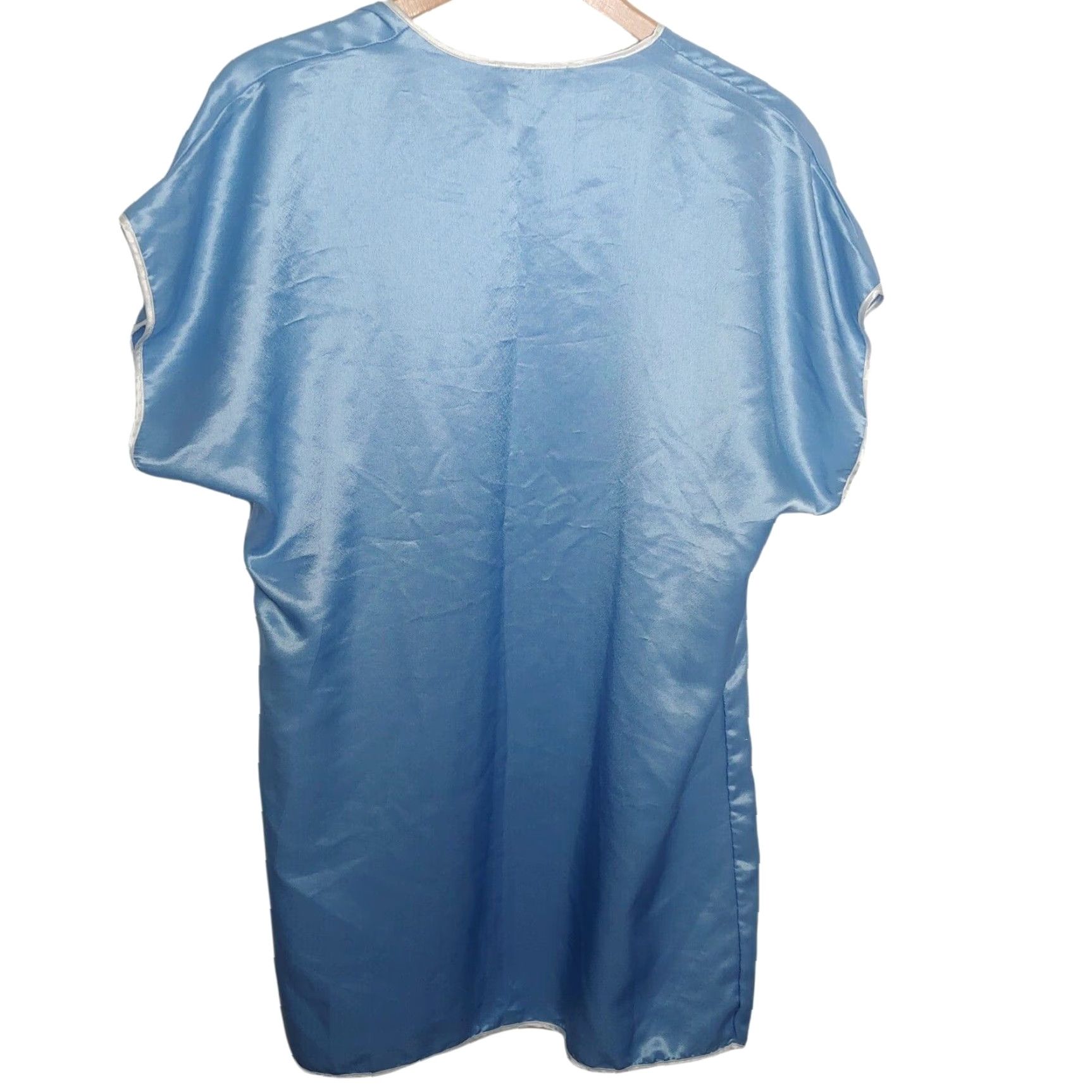 Vintage VINTAGE Val Mode Robe Women Medium Lingerie Floral Satin Blue Lounge Sleepwear Sexy Lounge Wear Satin Robe Womens Size ONE SIZE - 3 Thumbnail