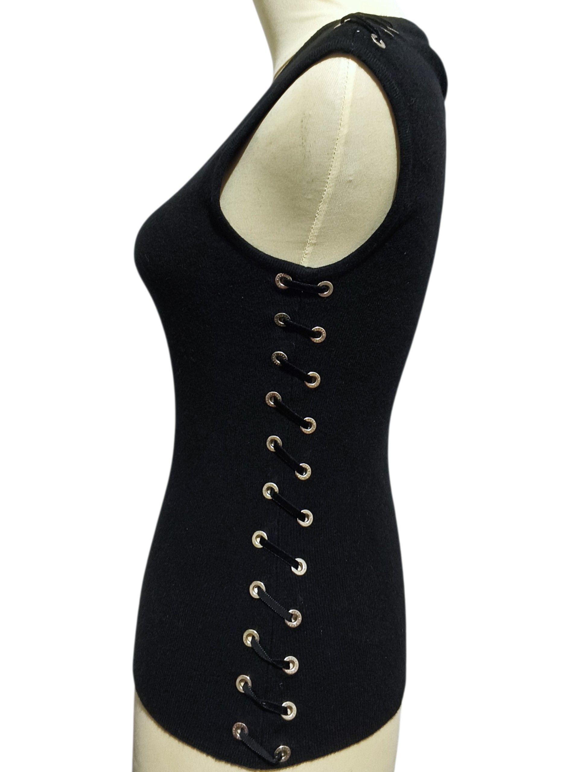 Versace Y2K Versace Gothic Luxury Sleeveless Knit Top Black Size XS / US 0-2 / IT 36-38 - 3 Thumbnail