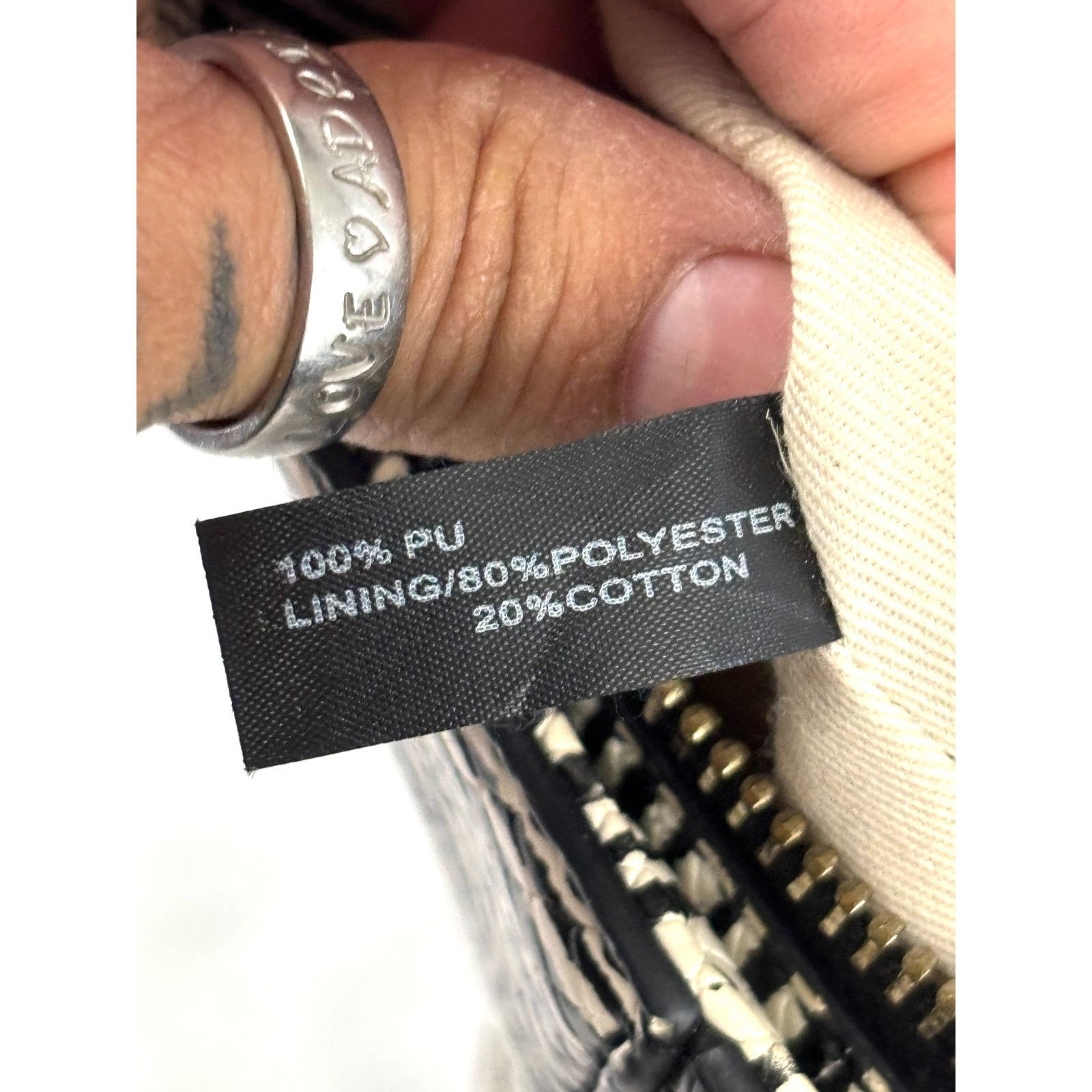 Guess Guess Kamryn Stripe Python Tote Black White Shoulder Handbag Size ONE SIZE - 11 Thumbnail