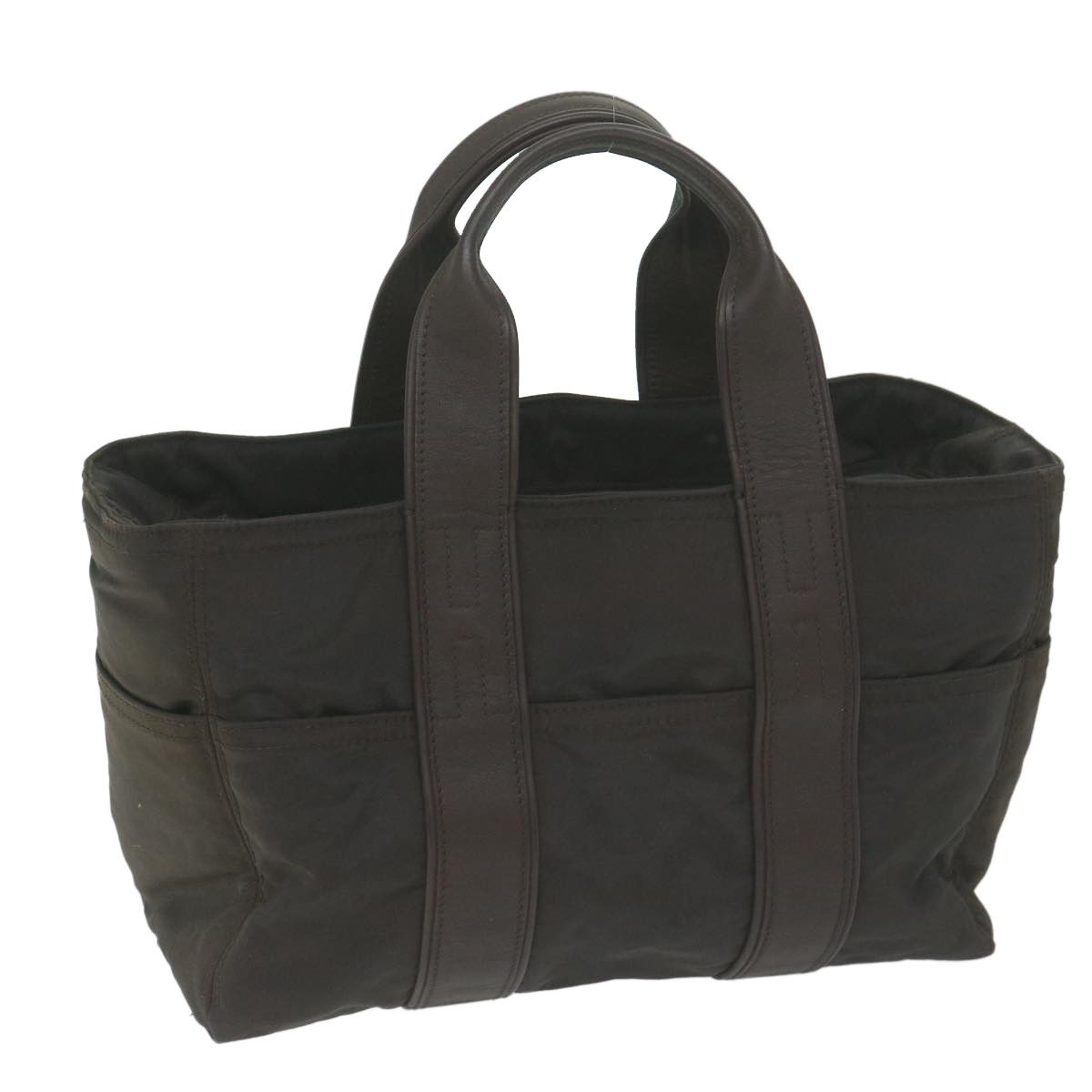 image of Hermes Acape Luco Pm Hand Bag Nylon Brown Auth Bs11929, Women's