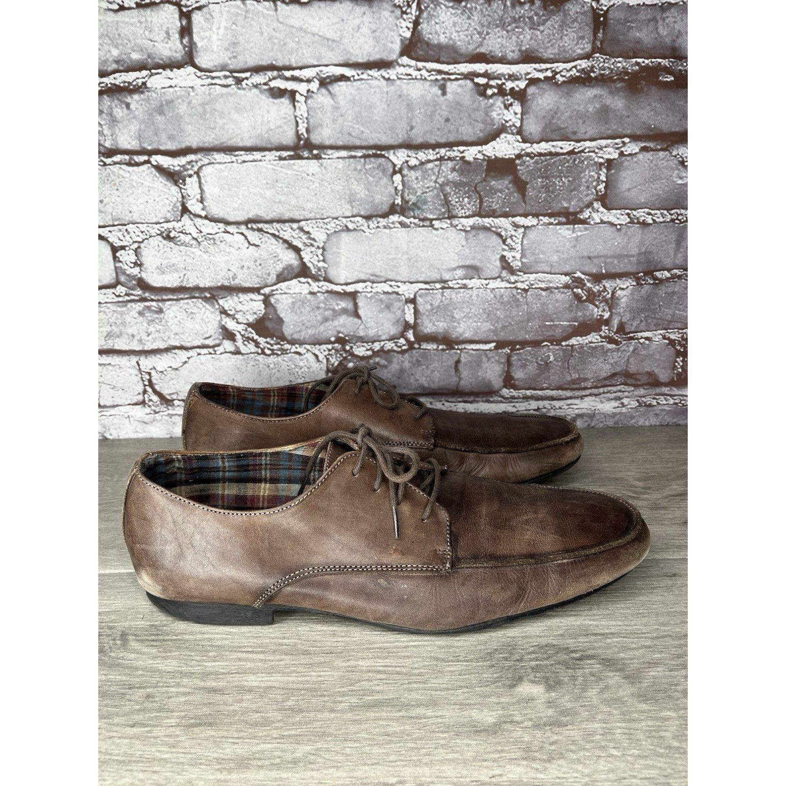 Bed Stu Bed Stu Distressed Brown Oiled Leather Lace Derby Oxfords Me Size US 10.5 / EU 43-44 - 13 Thumbnail