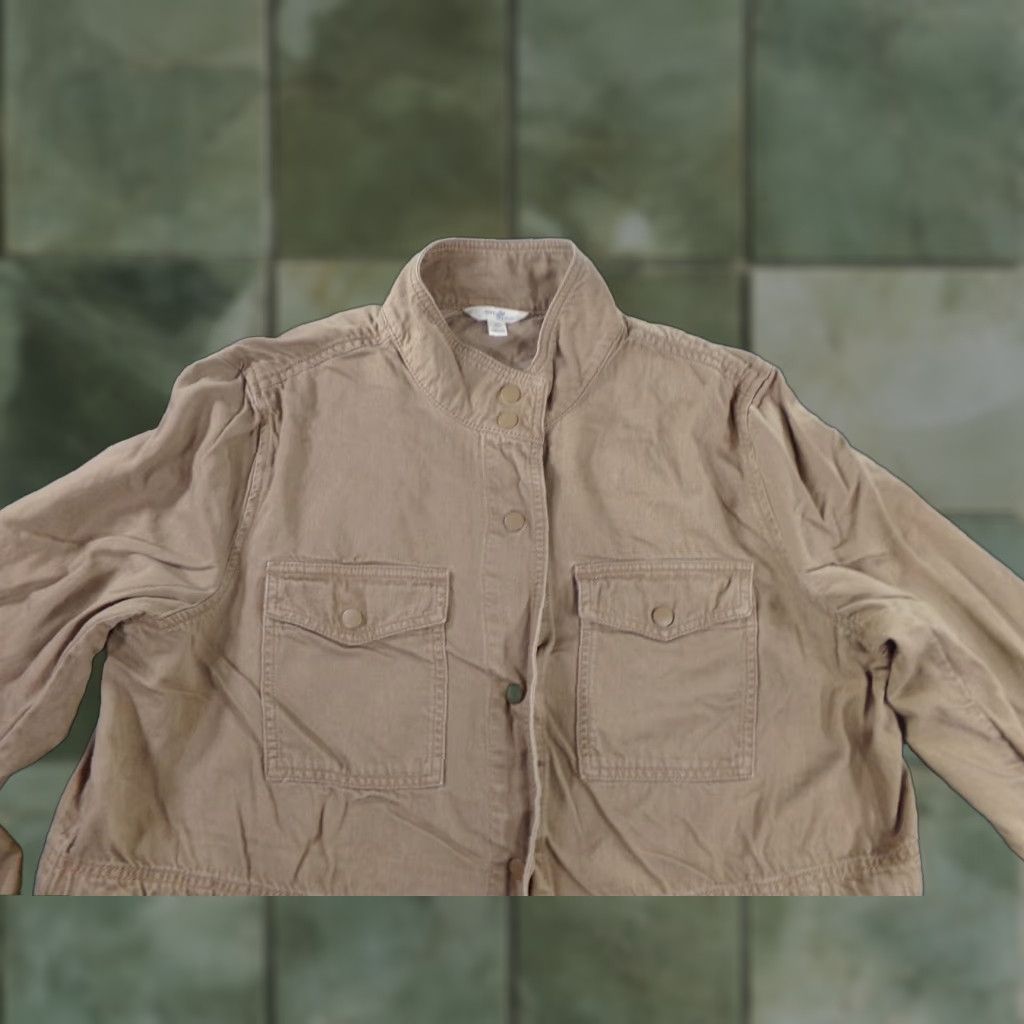 Vintage Terra Sky Jacket Women 0X Beige Safari Utility Military Field Snap Pocket 90s Army Bohemian Classic Outdoor Size XL / US 12-14 / IT 48-50 - 1 Thumbnail