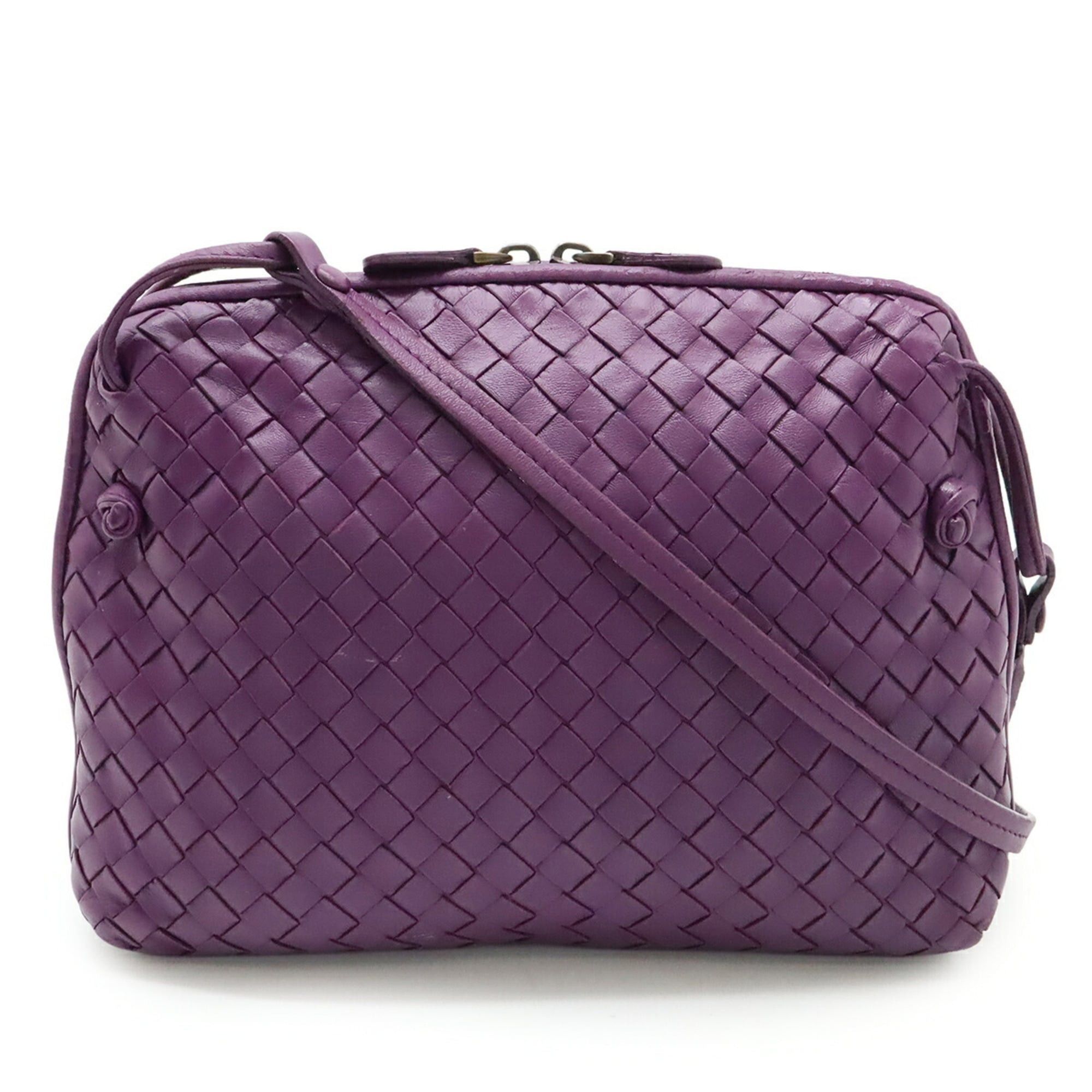 BOTTEGA VENETA Intrecciato shoulder bag/pouch in purple leather