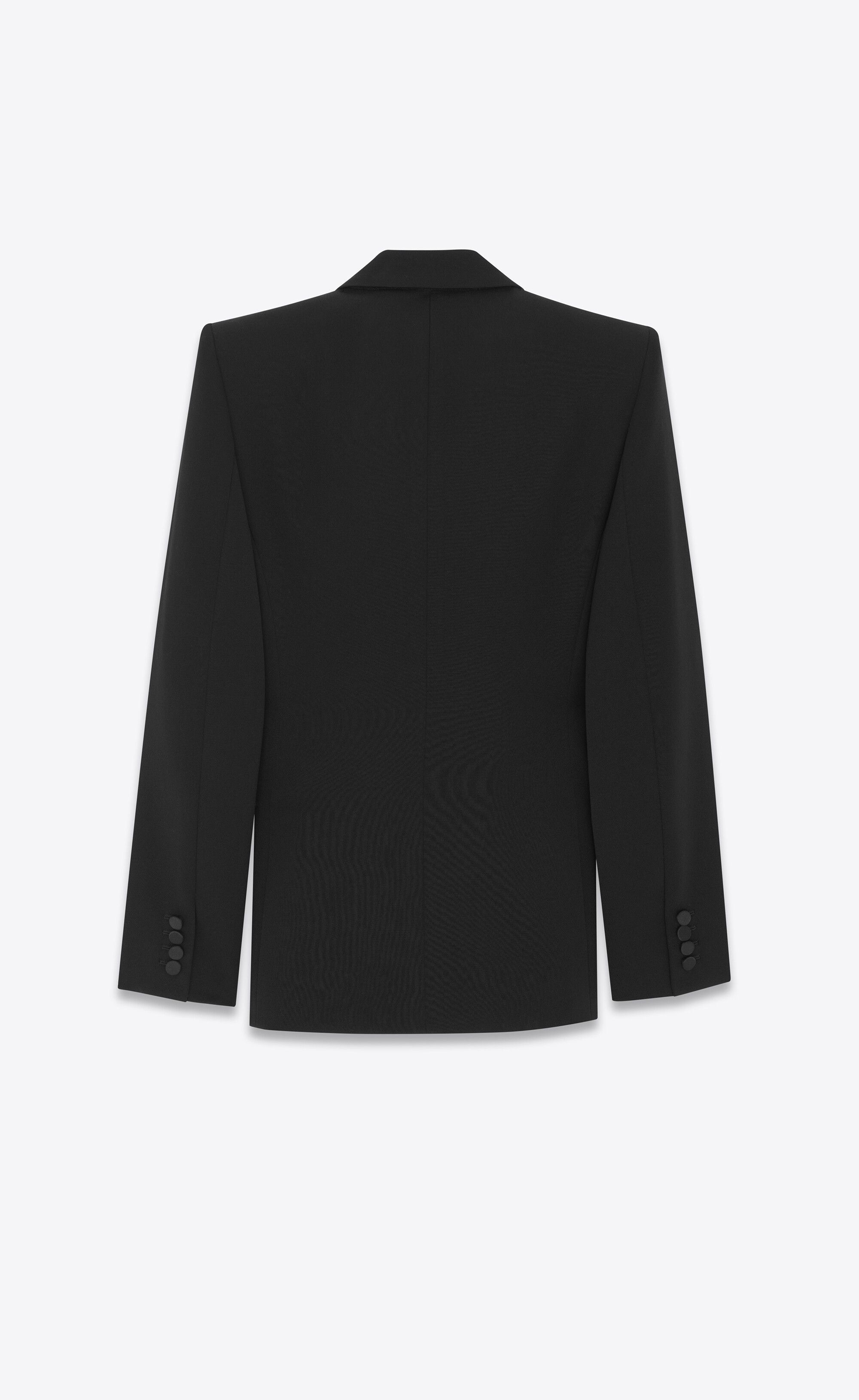 Saint Laurent Paris o1bcso1str0125 Tuxedo Jacket In Grain in Black Size US M / EU 48-50 / 2 - 2 Thumbnail
