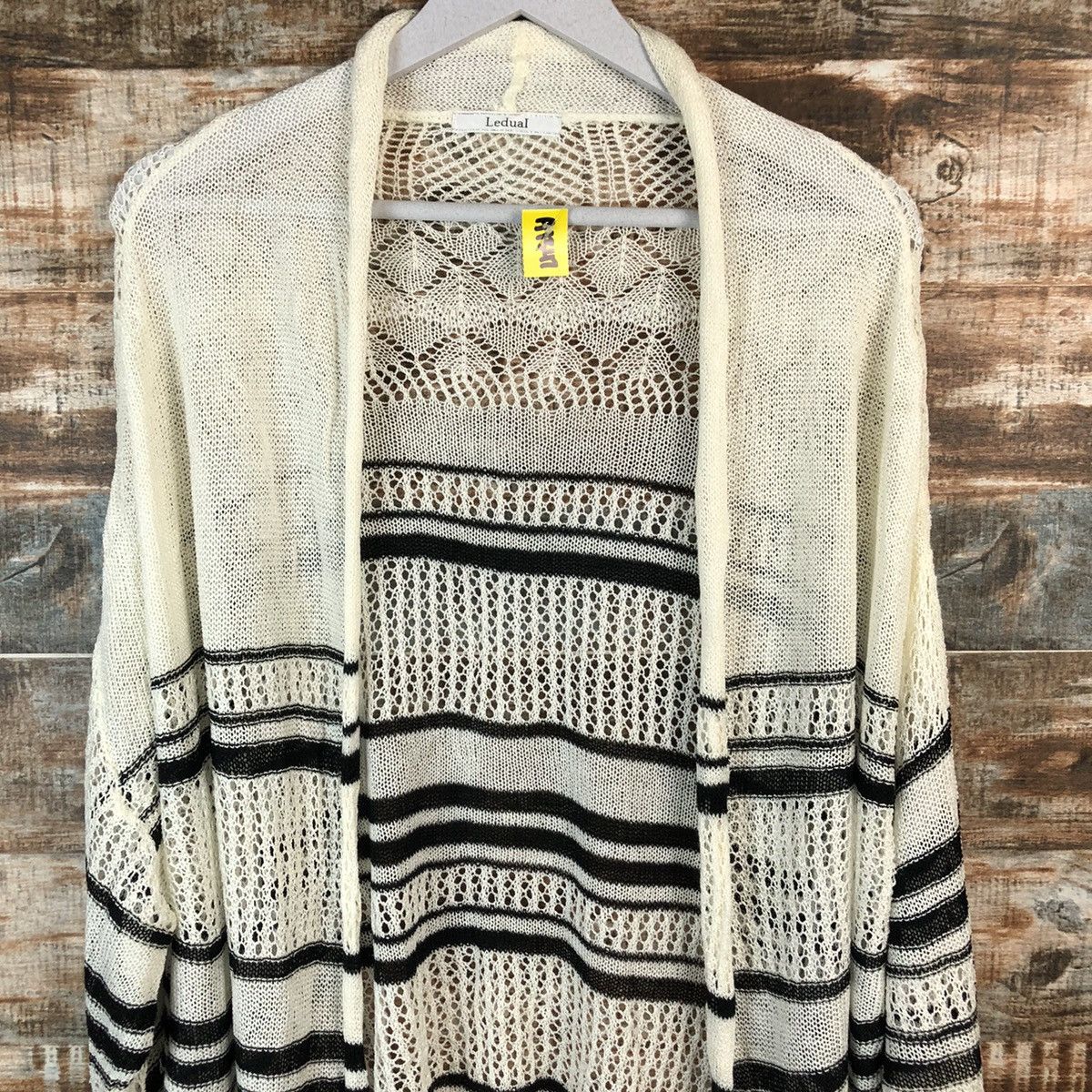 Japanese Brand × OVER THE STRiPES Ledual Stripe Cardigan crochet meshnet Knitwear #A1347 Size US XL / EU 56 / 4 - 5 Thumbnail