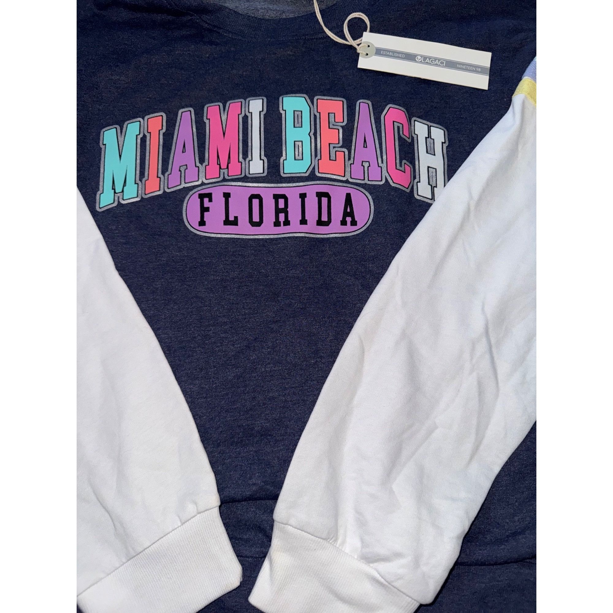 Other Miami Beach Florida Sweatshirt By Lagaci With Colorful Strip Size L / US 10 / IT 46 - 2 Thumbnail