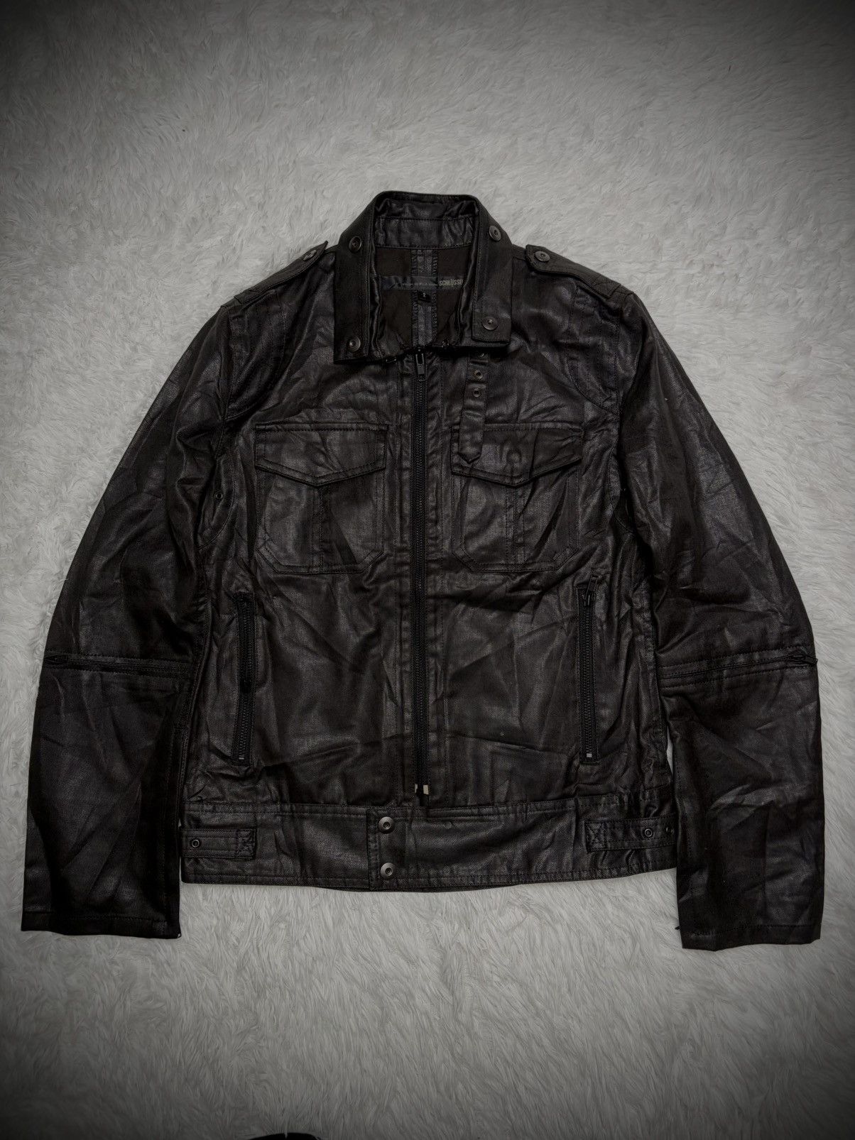 Japanese Brand Rare 2000s Schlussel biker waxed denim jacket vkei Size US M / EU 48-50 / 2 - 1 Thumbnail
