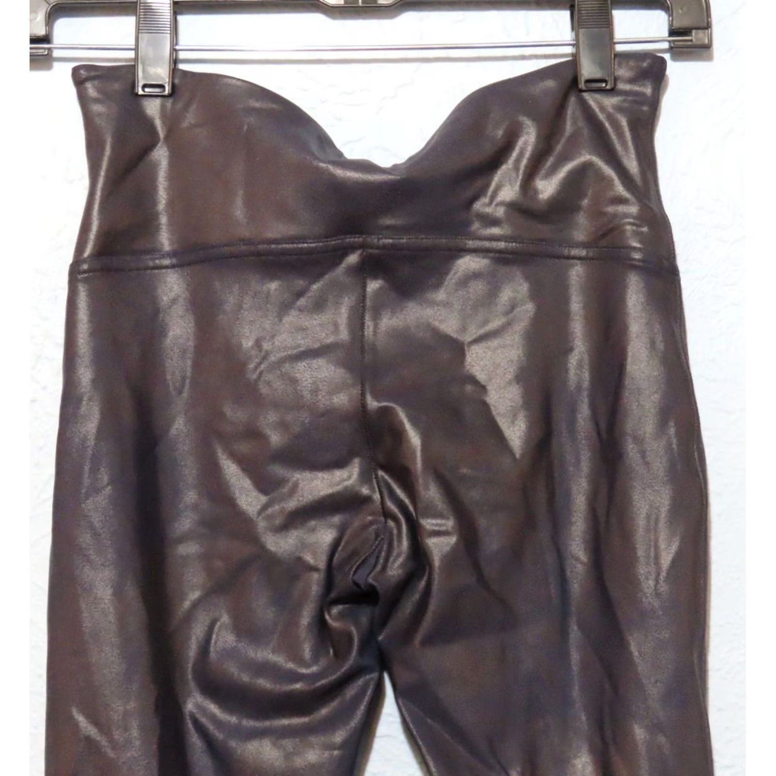Spanx VINTAGE? No Spanx Leggings Black Faux Leather High Waist Ankle 26 Inseam M Women Regular Size M Black Fold Size 32" / US 10 / IT 46 - 6 Thumbnail