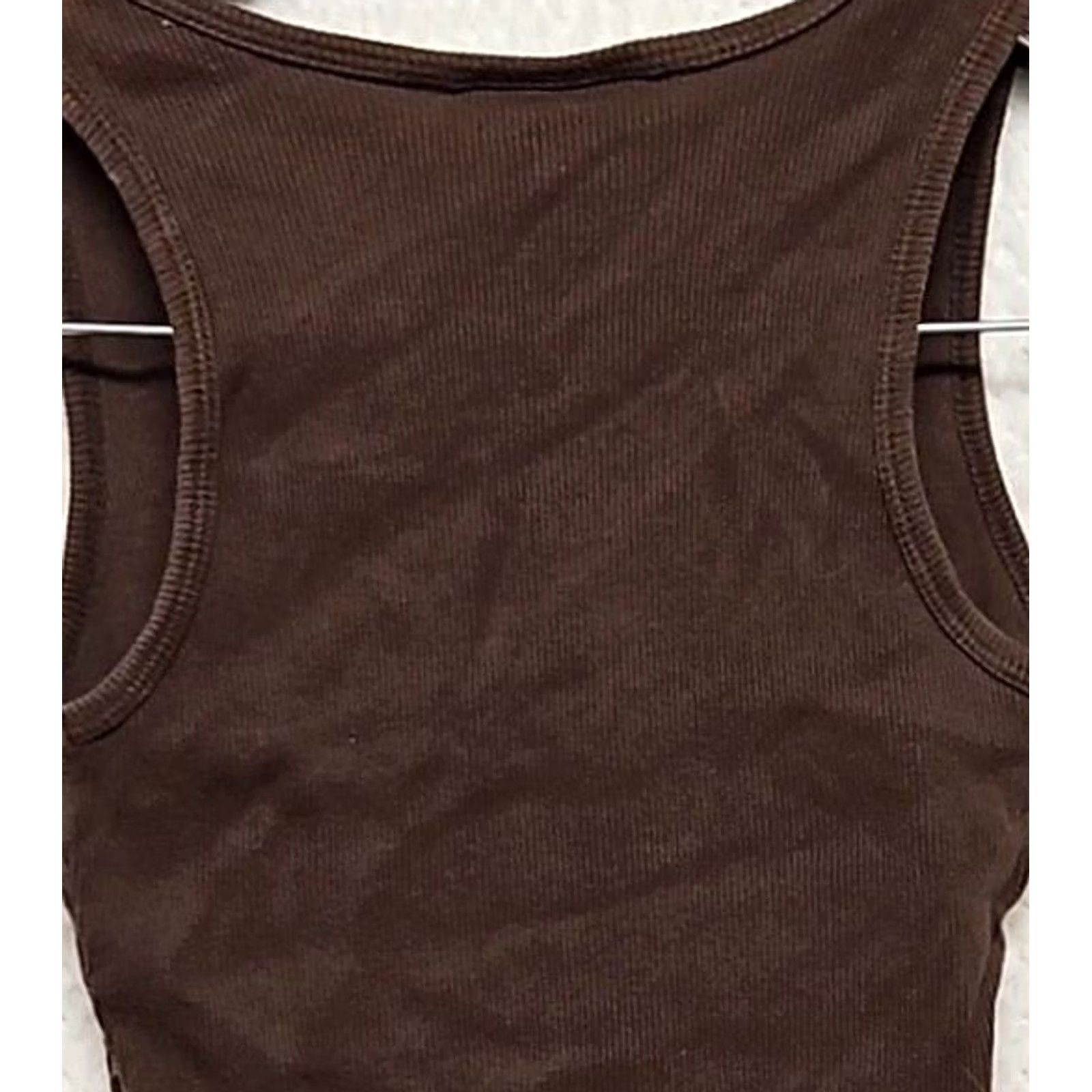 CHOCOOLATE Y2K Chocolate Brown Ribbed Graphic Tank Rock Grunge Angel Self Esteem Scoop Neck Sleeveless Pullover M Juniors Women Tank Brown Angel Mens Girls Women Size M / US 6-8 / IT 42-44 - 6 Thumbnail