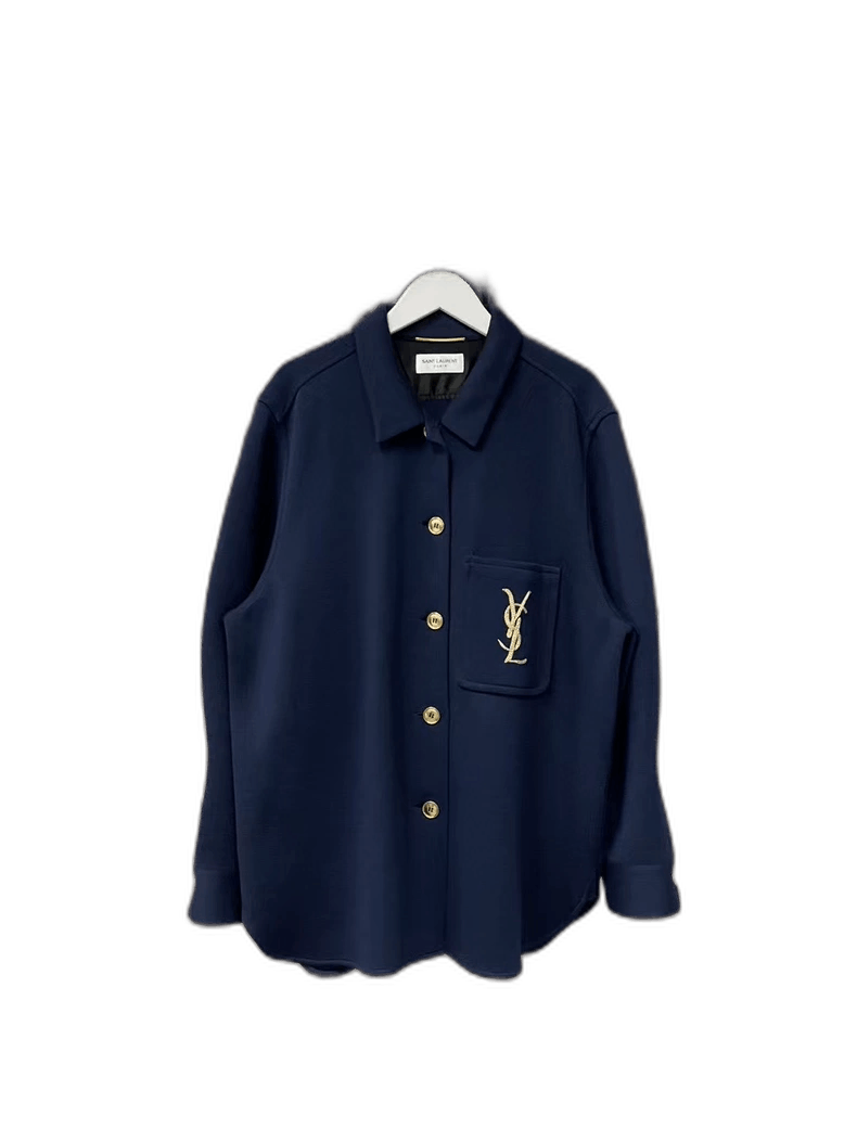 Saint Laurent Paris Saint Laurent Navy Blue Embroidered Jacket-yf Size US M / EU 48-50 / 2 - 1 Thumbnail