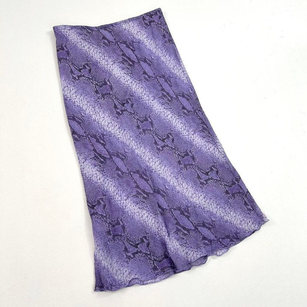 Vintage y2k euro purple diagonal snakeskin print midi skirt Size 24" / US 00 / IT 34 - 1 Thumbnail