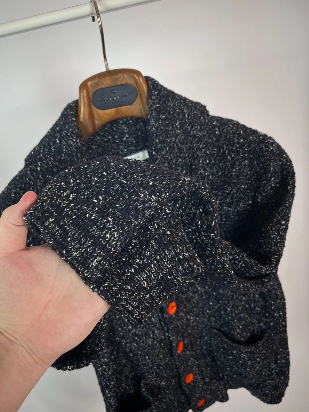 Reiss Reiss Men's Navy Blue Melange Shawl Neck Knit Cardigan Size US S / EU 44-46 / 1 - 8 Thumbnail