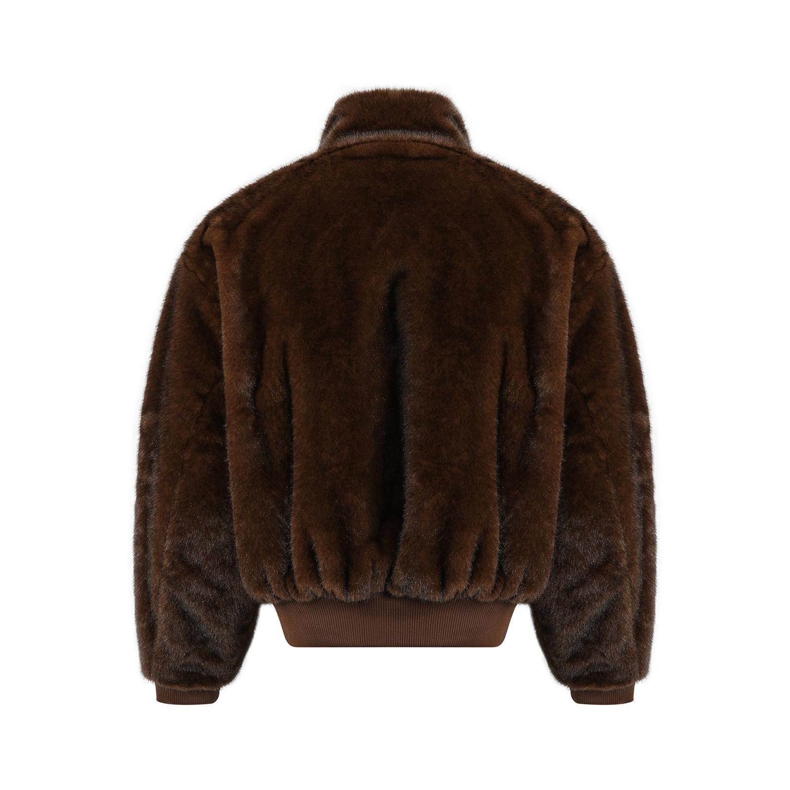 Japanese Brand Brown Faux Fur Bomber Jacket, Quilted Lined Outerwear Size US M / EU 48-50 / 2 - 3 Thumbnail