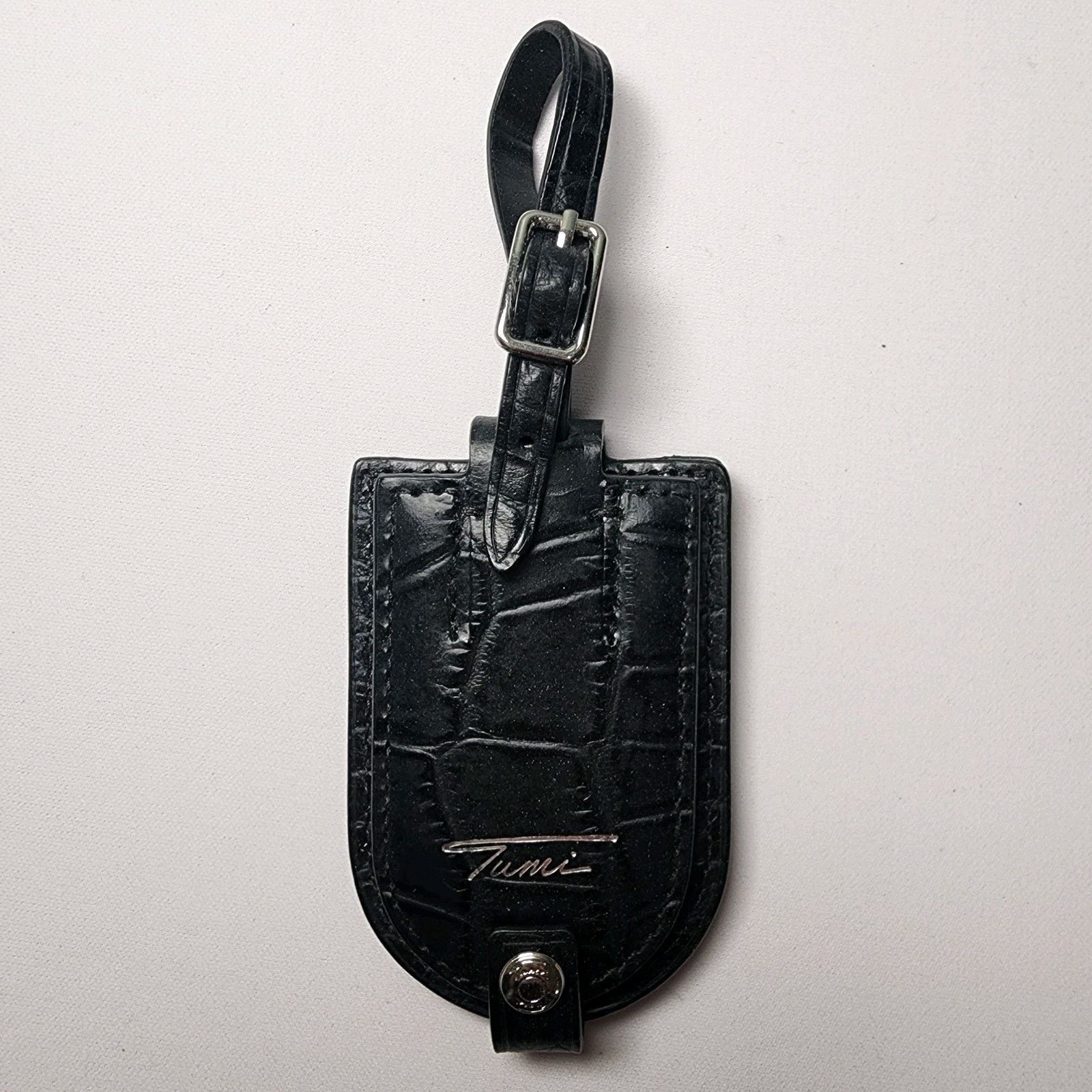 Tumi Tumi Briefcase Luggage Tag Croc Leather Black Silver Size ONE SIZE - 1 Thumbnail
