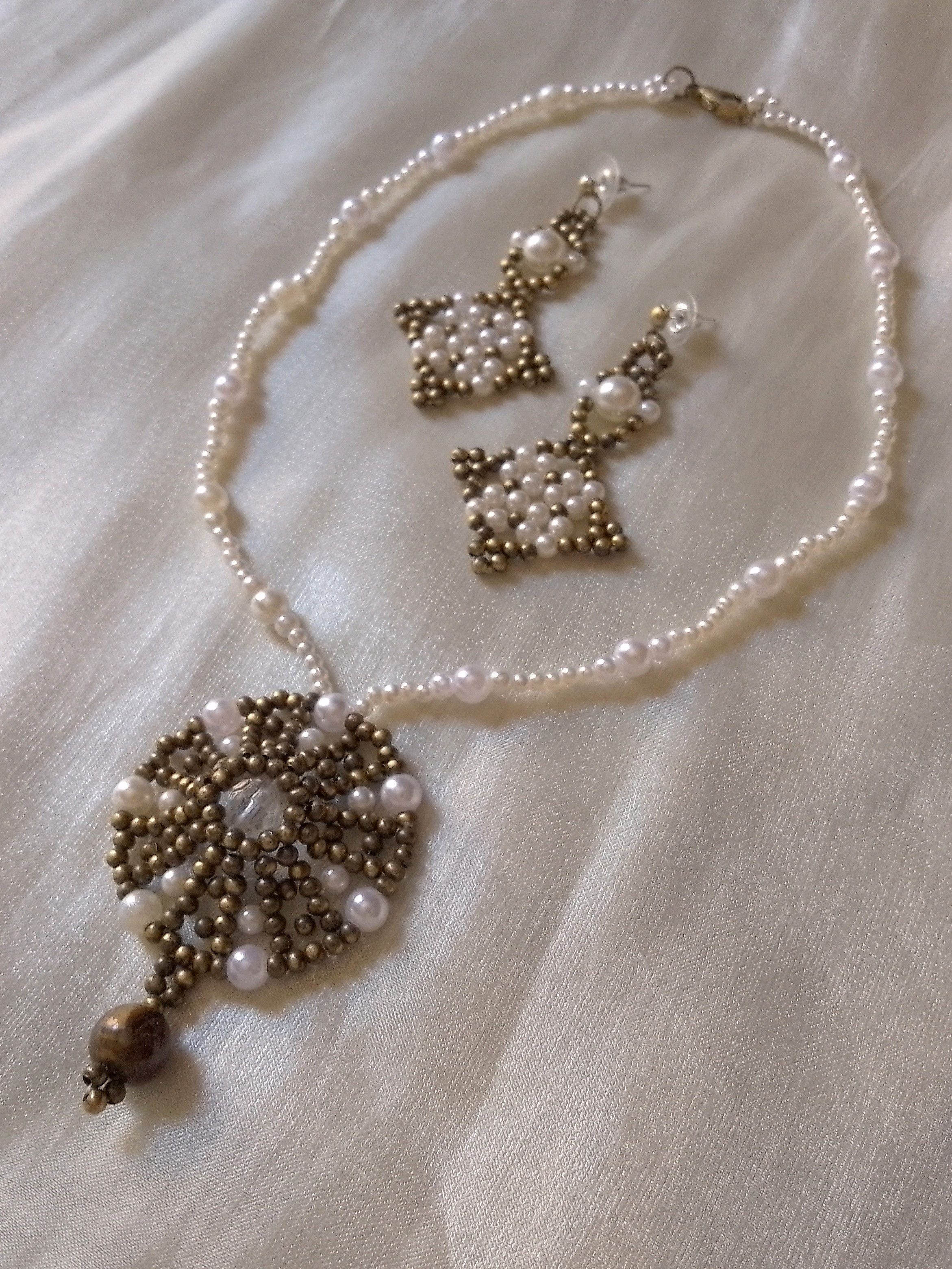 Handmade Necklace Vintage Pendant Earrings Antique Materials Recycled Size ONE SIZE - 2 Thumbnail