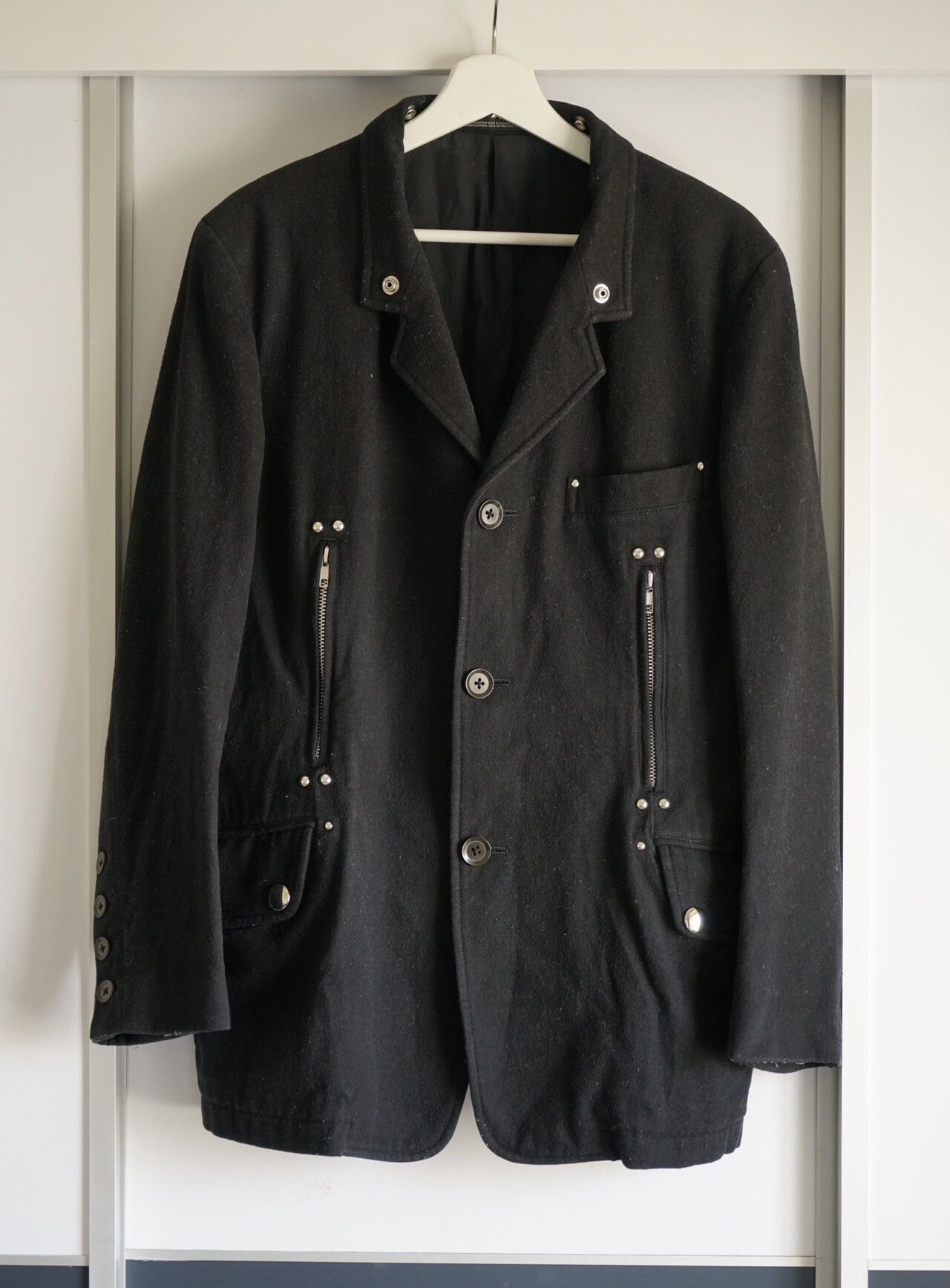 Yohji Yamamoto Yohji Yamamoto 05AW Zip Rivet Leather Collar Blazer Size US S / EU 44-46 / 1 - 2 Thumbnail