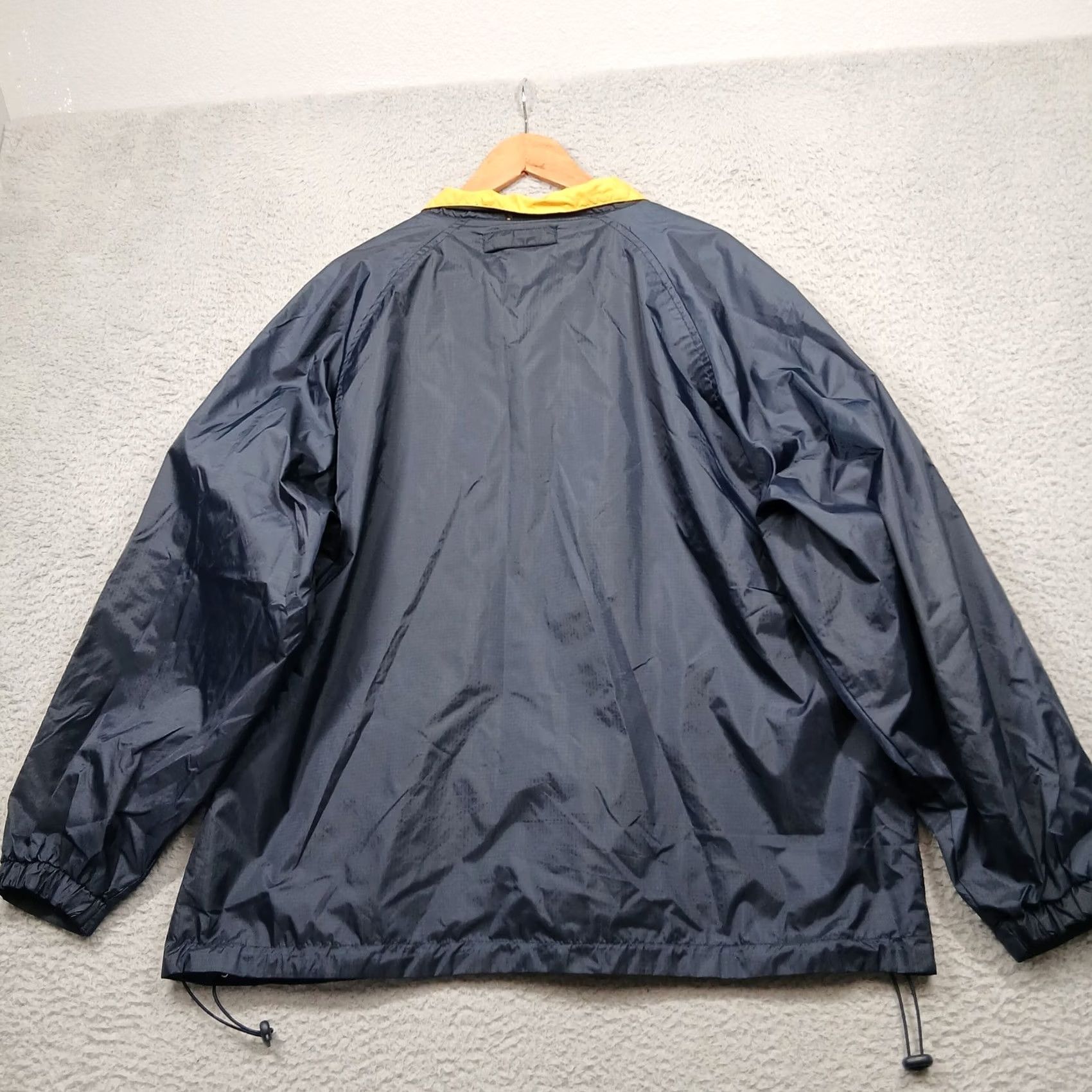 Bugle Boy VINTAGE Bugle Boy Windbreaker Jacket Blues Yellow Nylon Men L Navy Yellow Windbreaker Jacket Full Zip Size US L / EU 52-54 / 3 - 3 Thumbnail